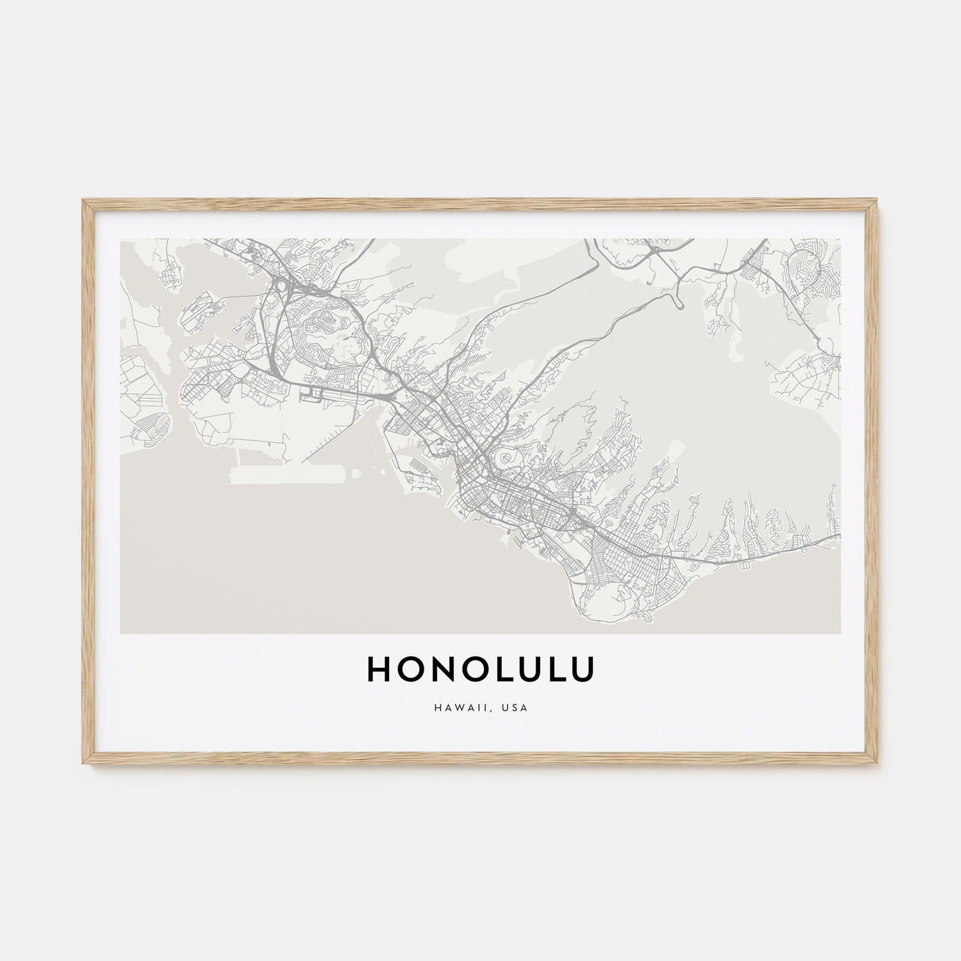 Honolulu Map Landscape Poster