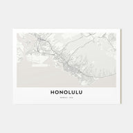 Honolulu Map Landscape Poster
