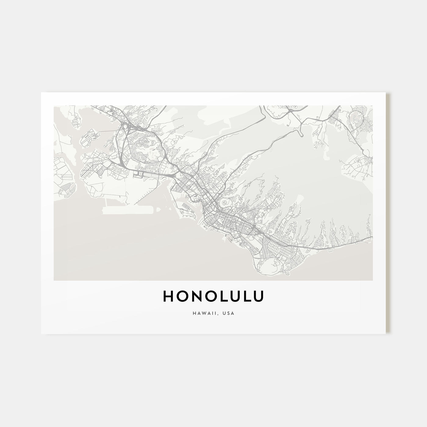 Honolulu Map Landscape Poster