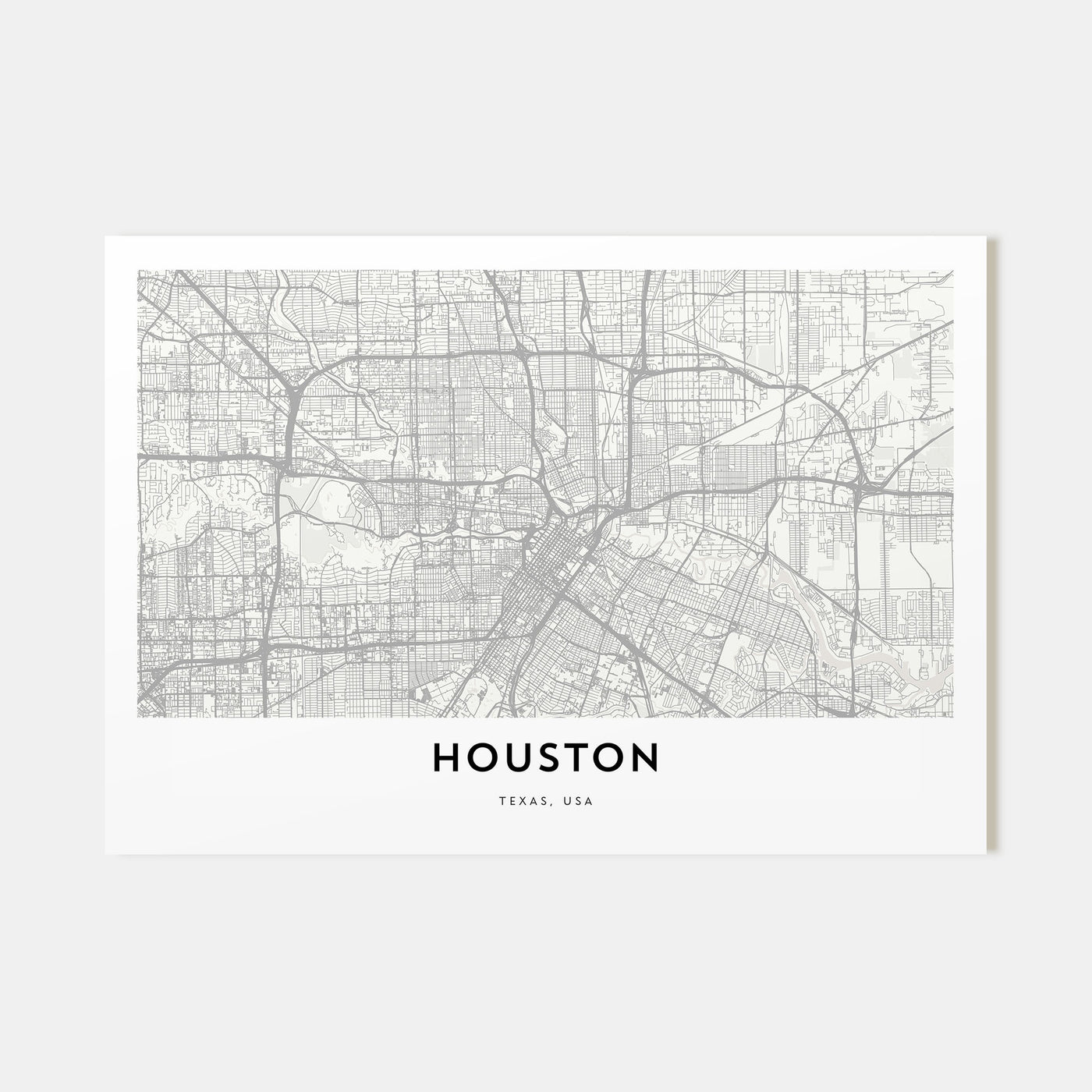 Houston Map Landscape Poster