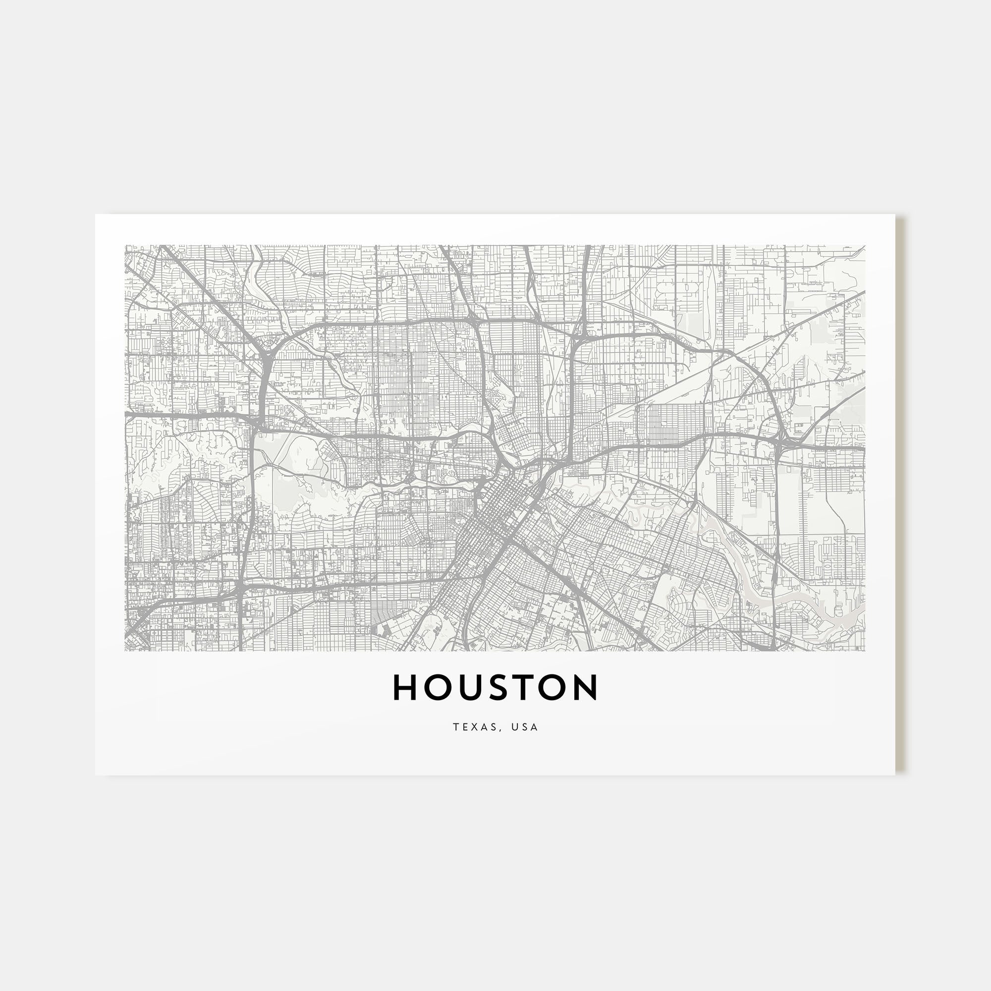 Houston Map Landscape Poster