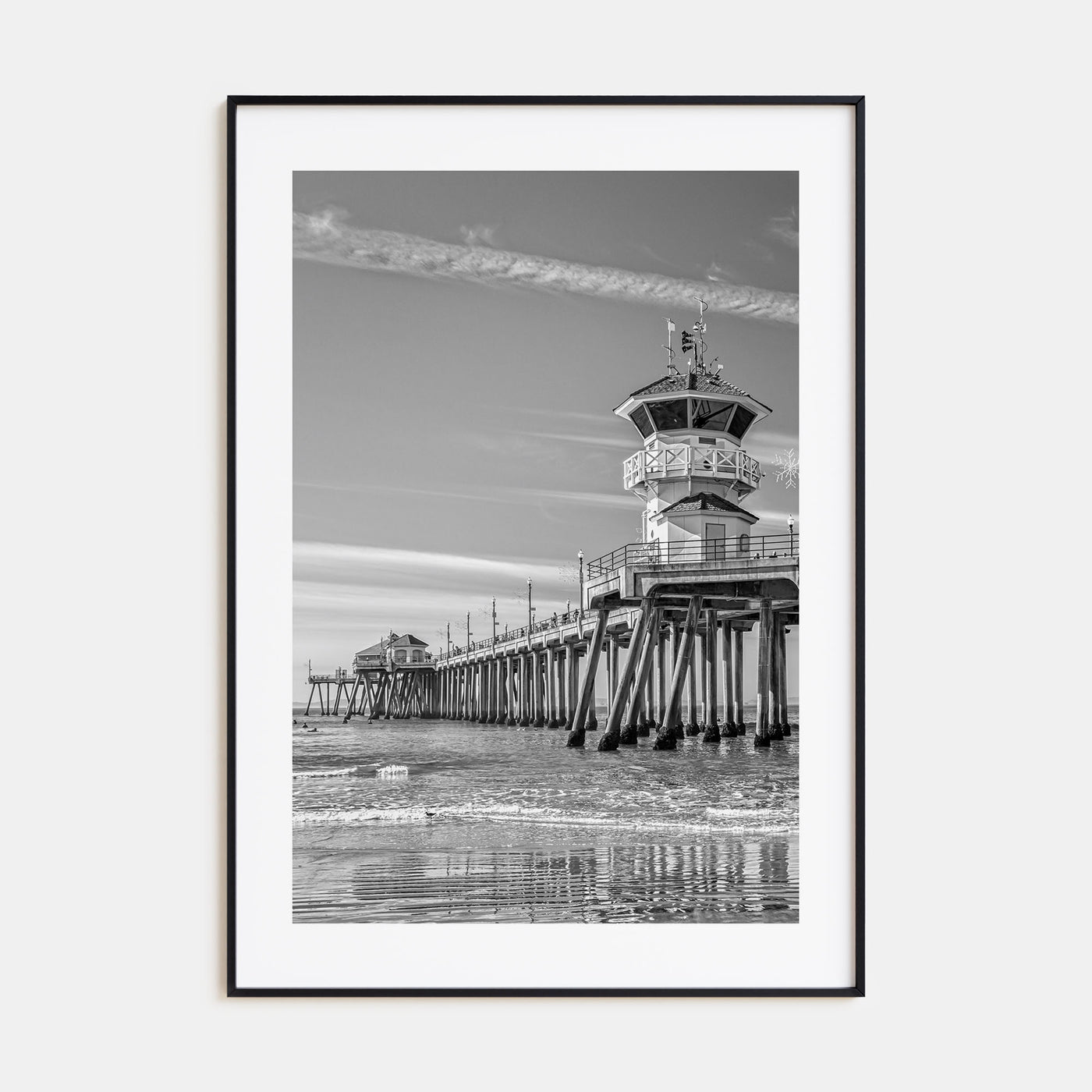 Huntington Beach Photo B&W Poster