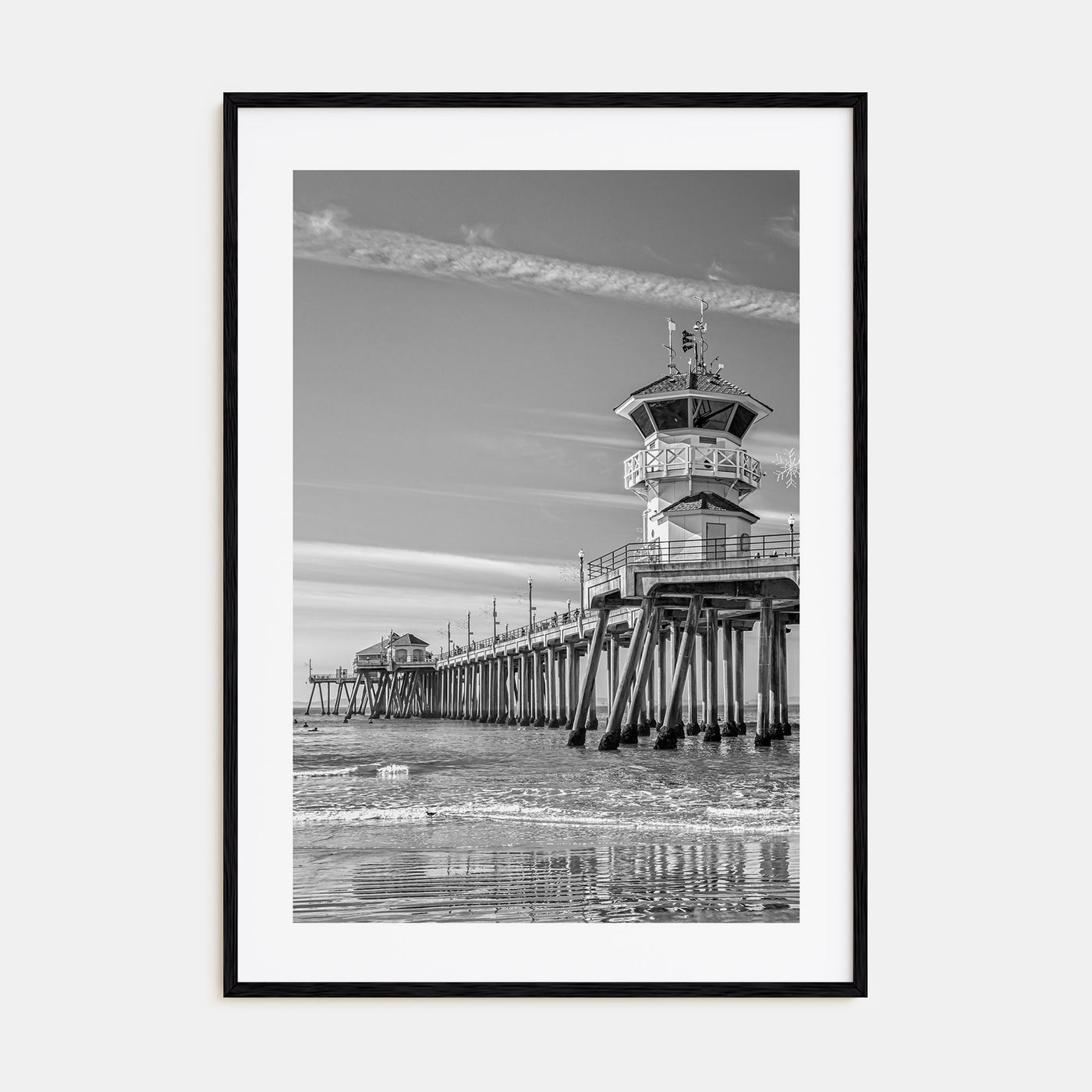 Huntington Beach Photo B&W Poster