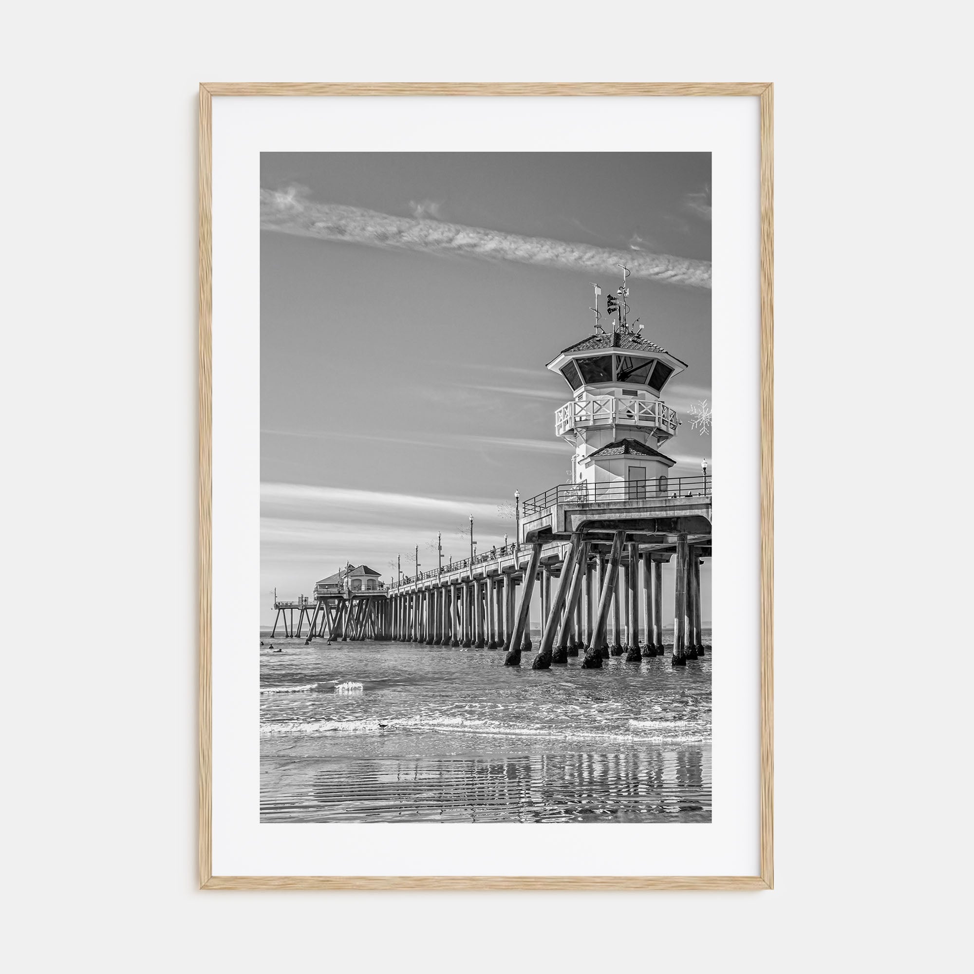 Huntington Beach Photo B&W Poster