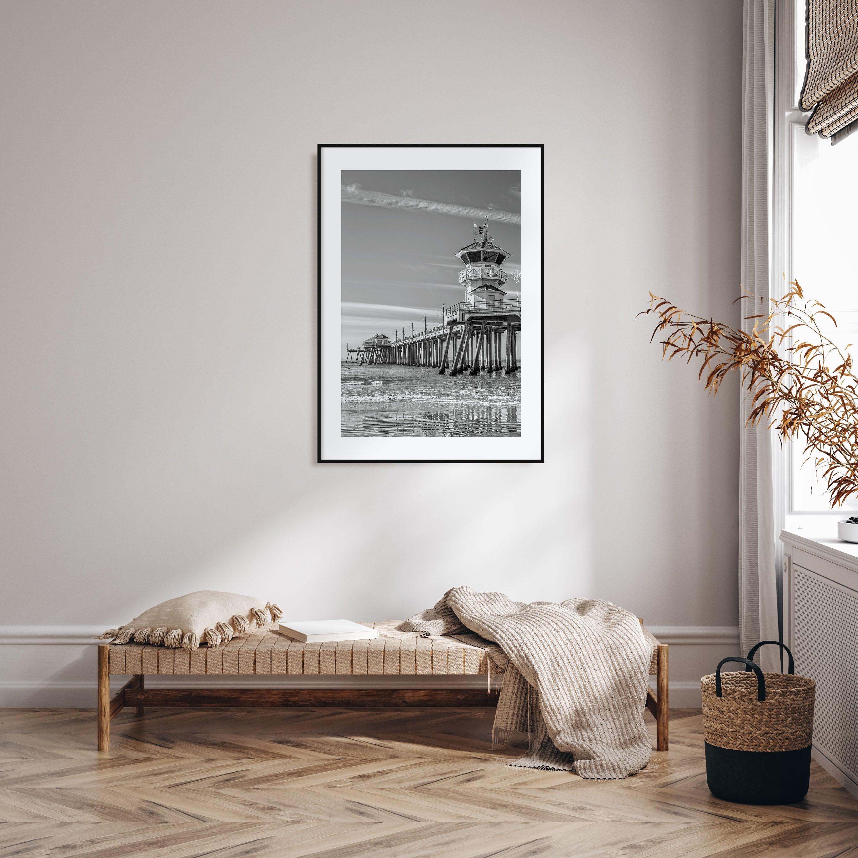 Huntington Beach Photo B&W Poster