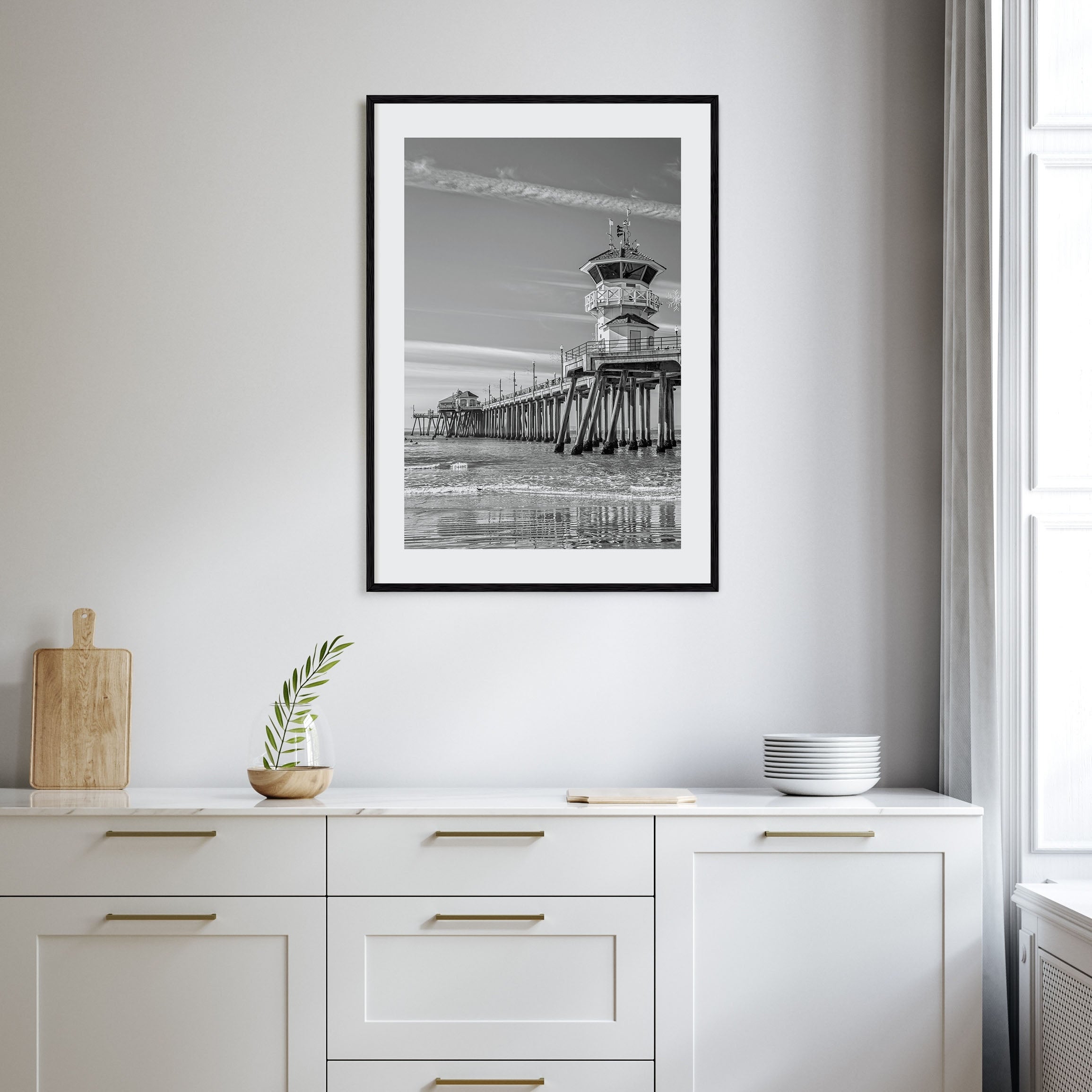 Huntington Beach Photo B&W Poster
