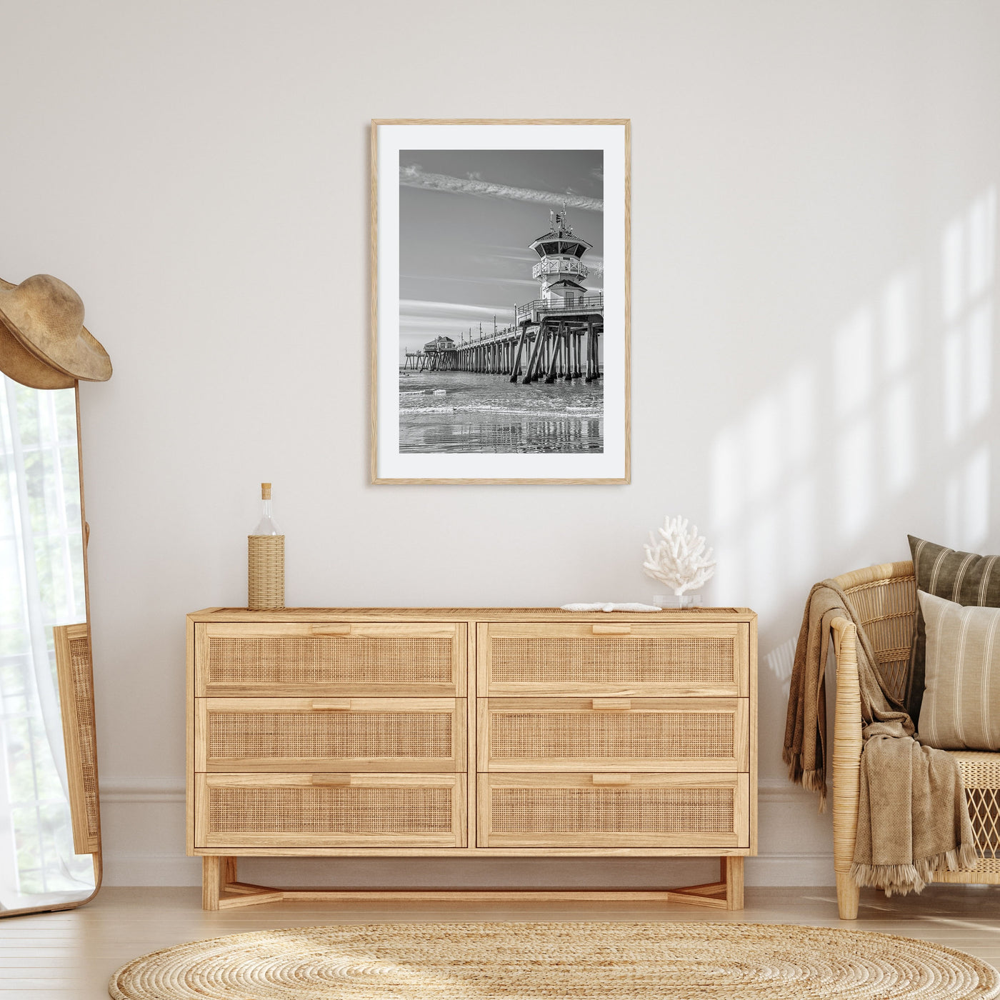 Huntington Beach Photo B&W Poster