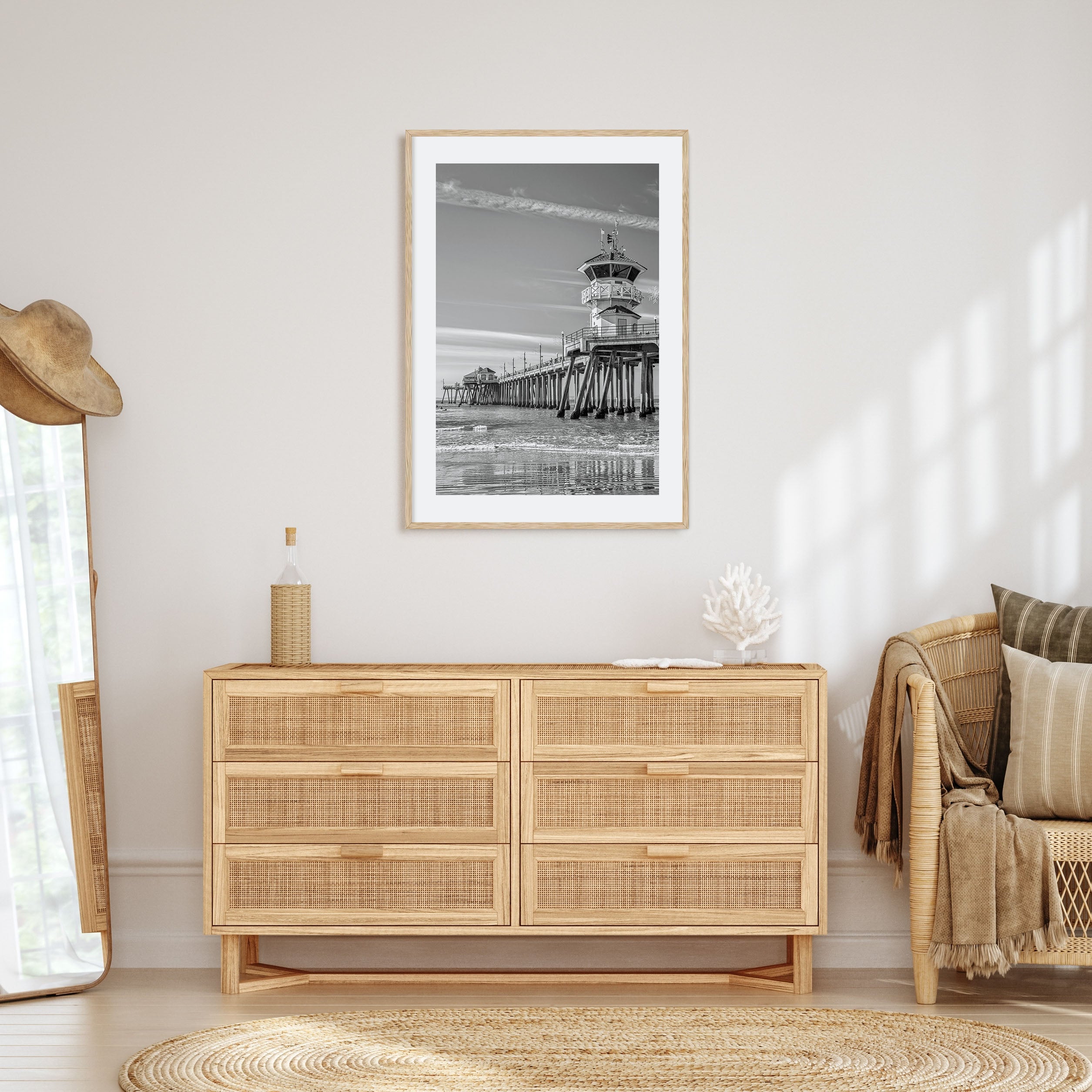Huntington Beach Photo B&W Poster