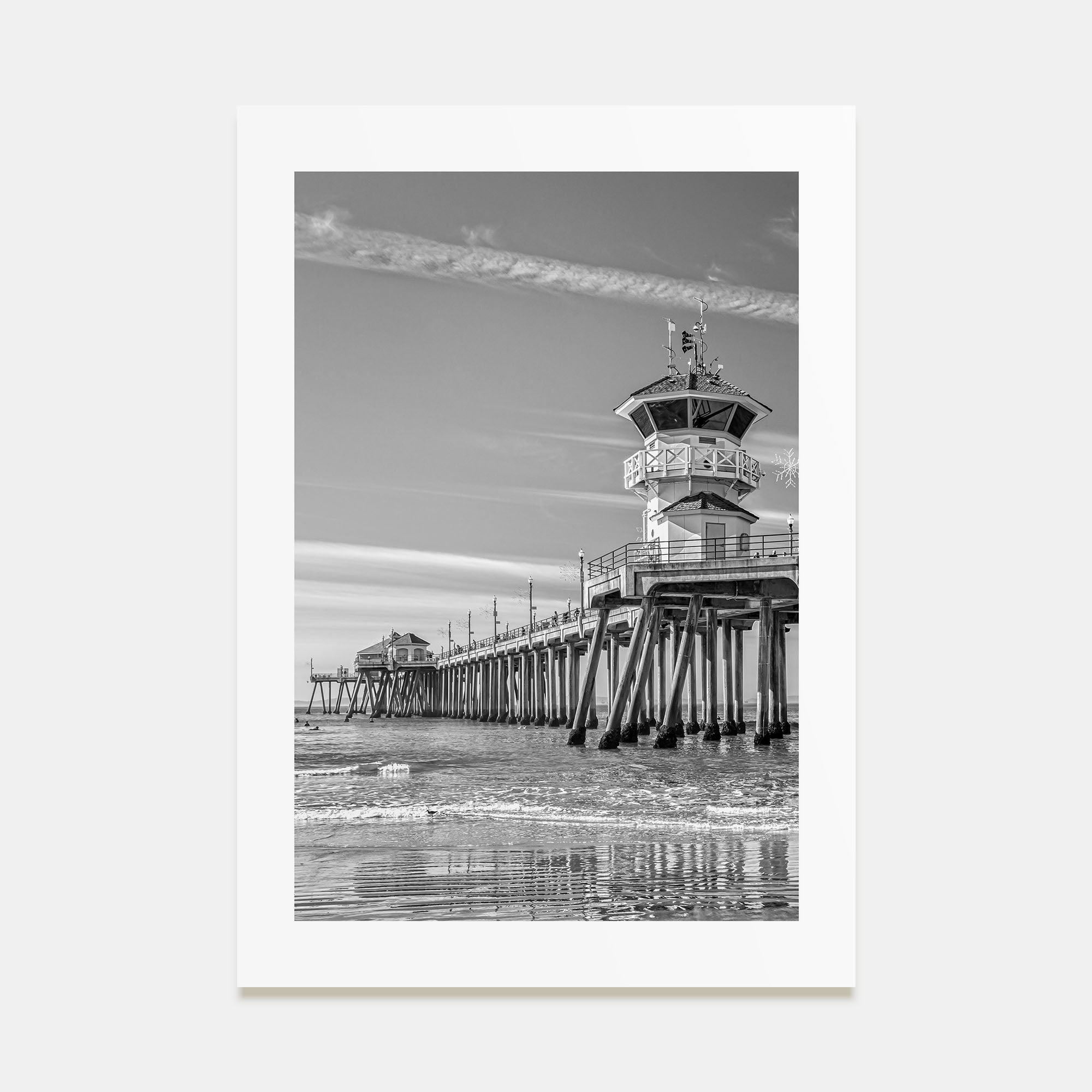 Huntington Beach Photo B&W Poster