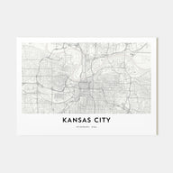 Kansas City Map Landscape Poster