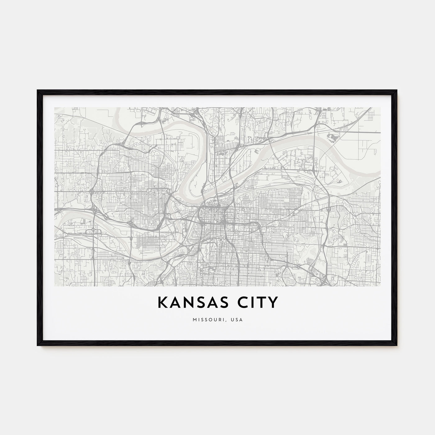 Kansas City Map Landscape Poster