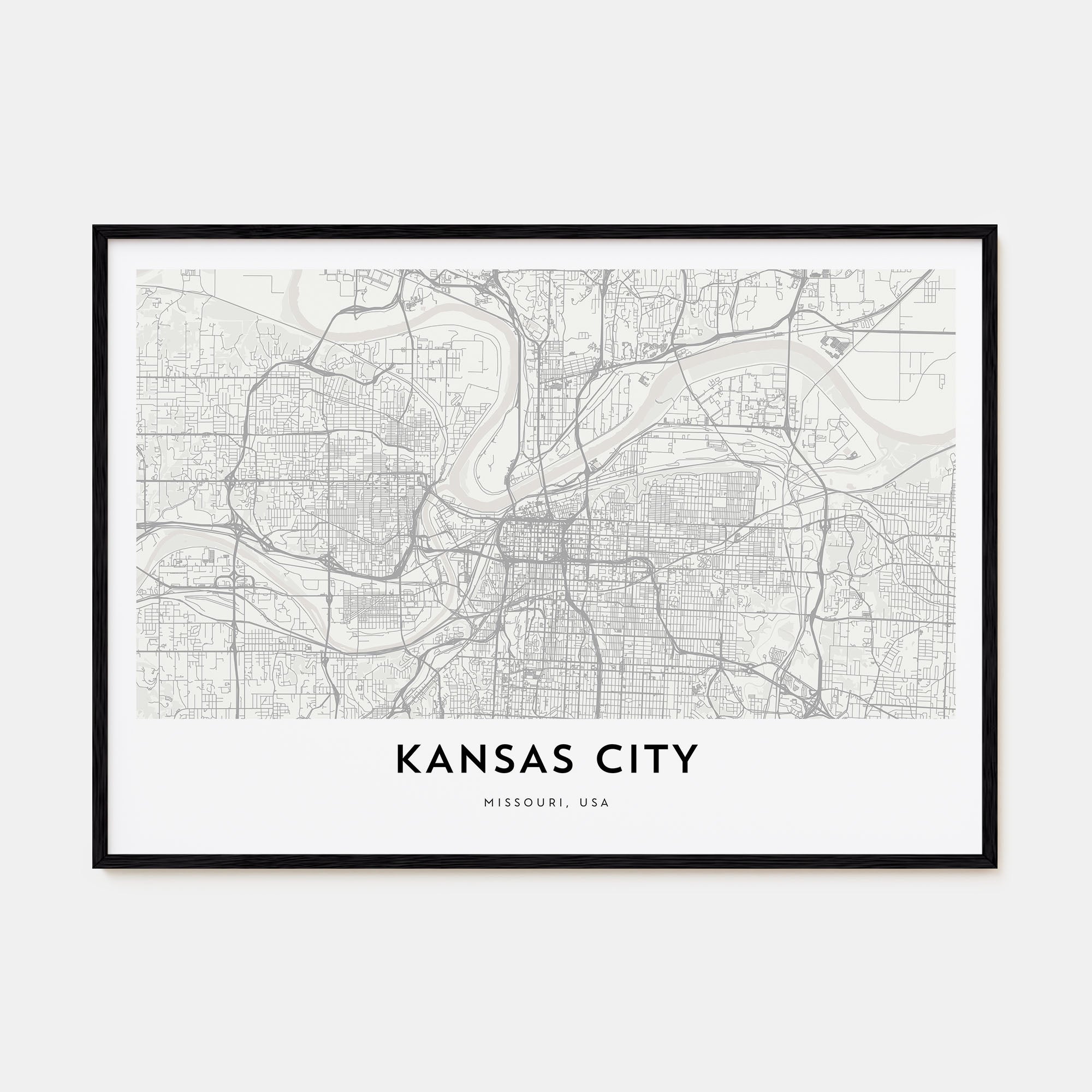 Kansas City Map Landscape Poster