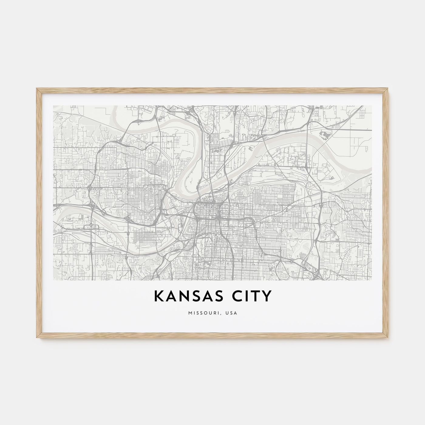 Kansas City Map Landscape Poster