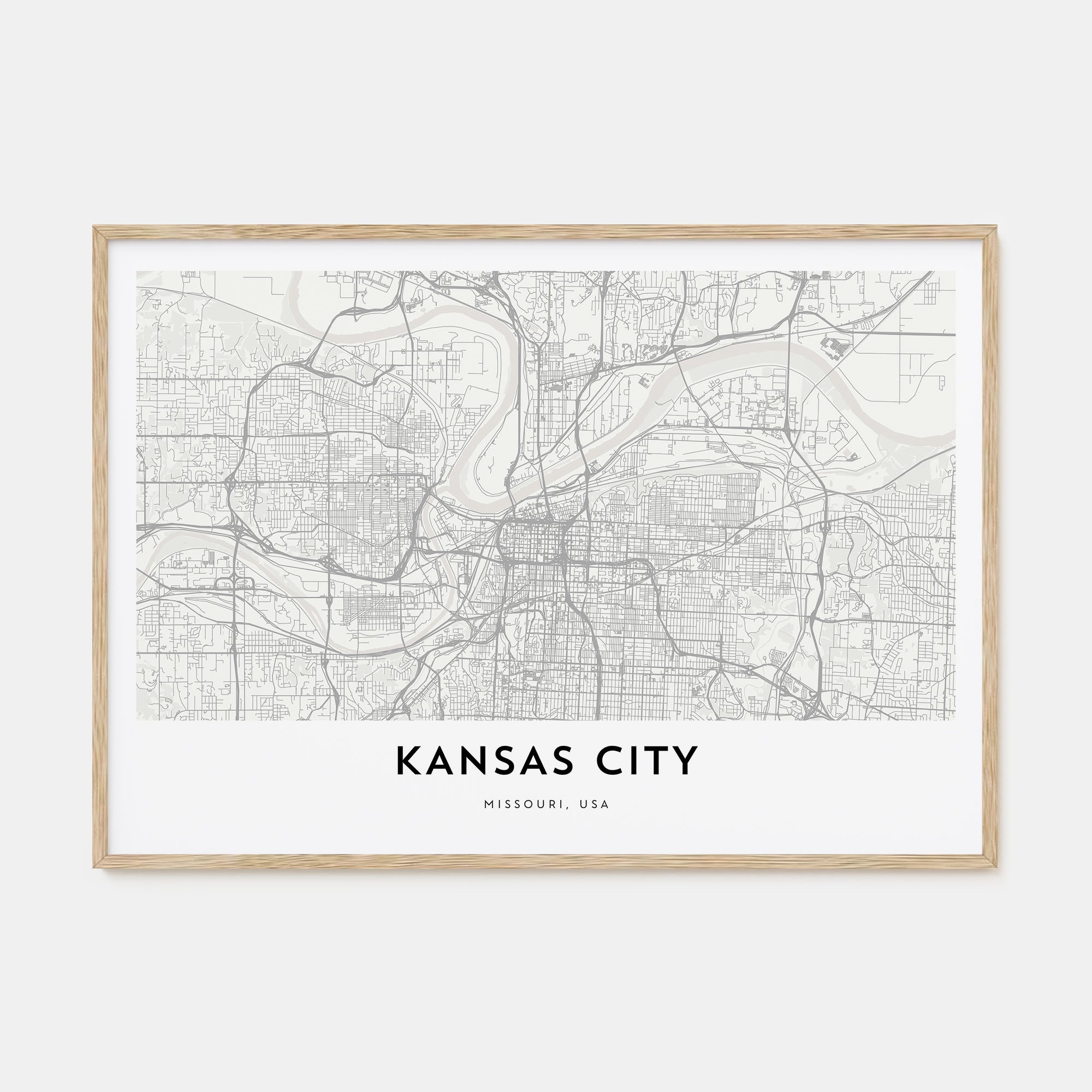 Kansas City Map Landscape Poster