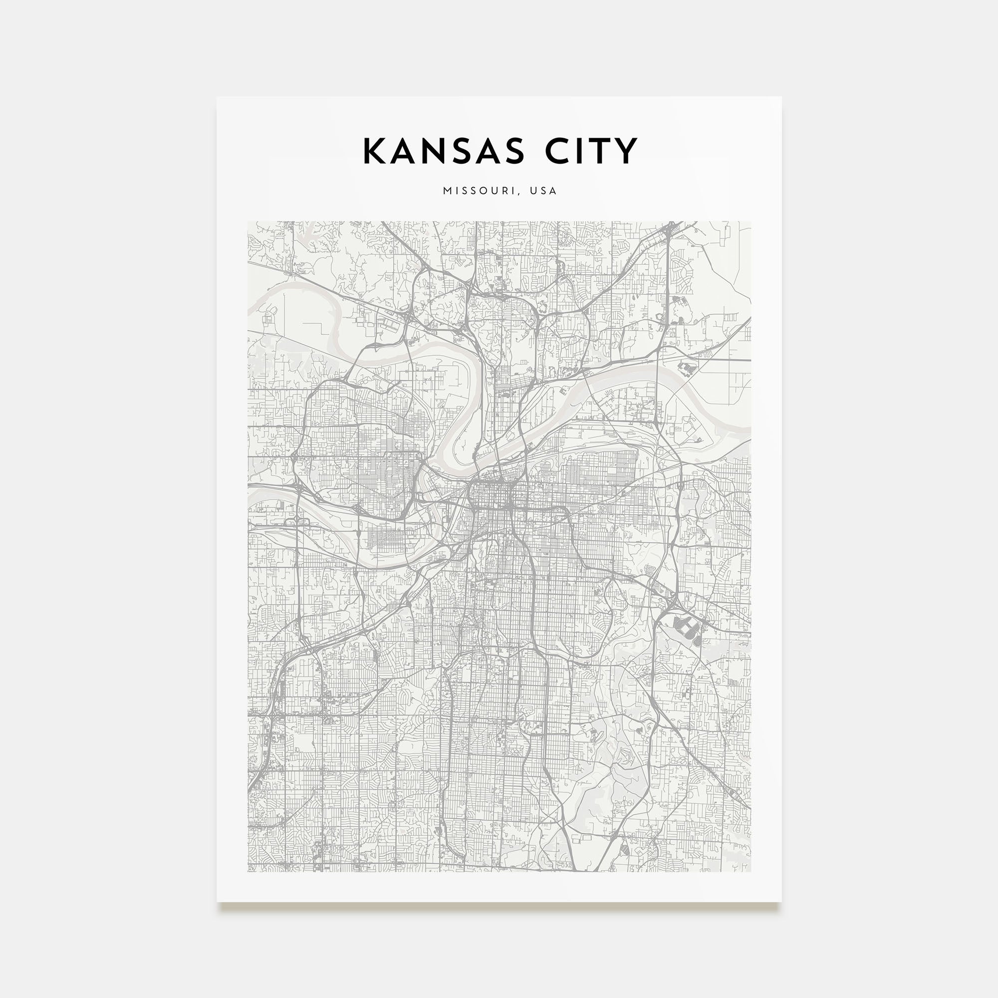 Kansas City Map Portrait Poster