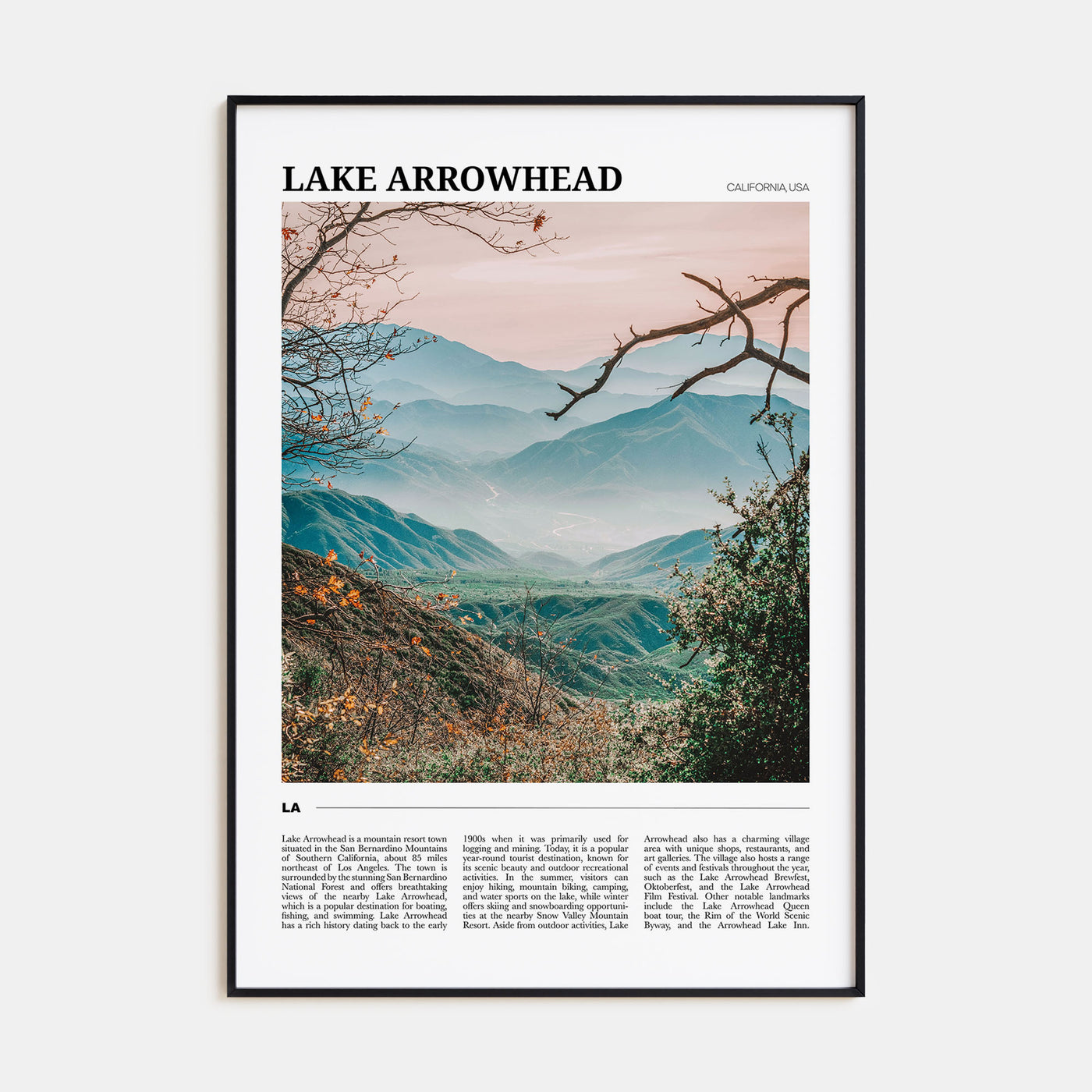 Lake Arrowhead Travel Color Poster