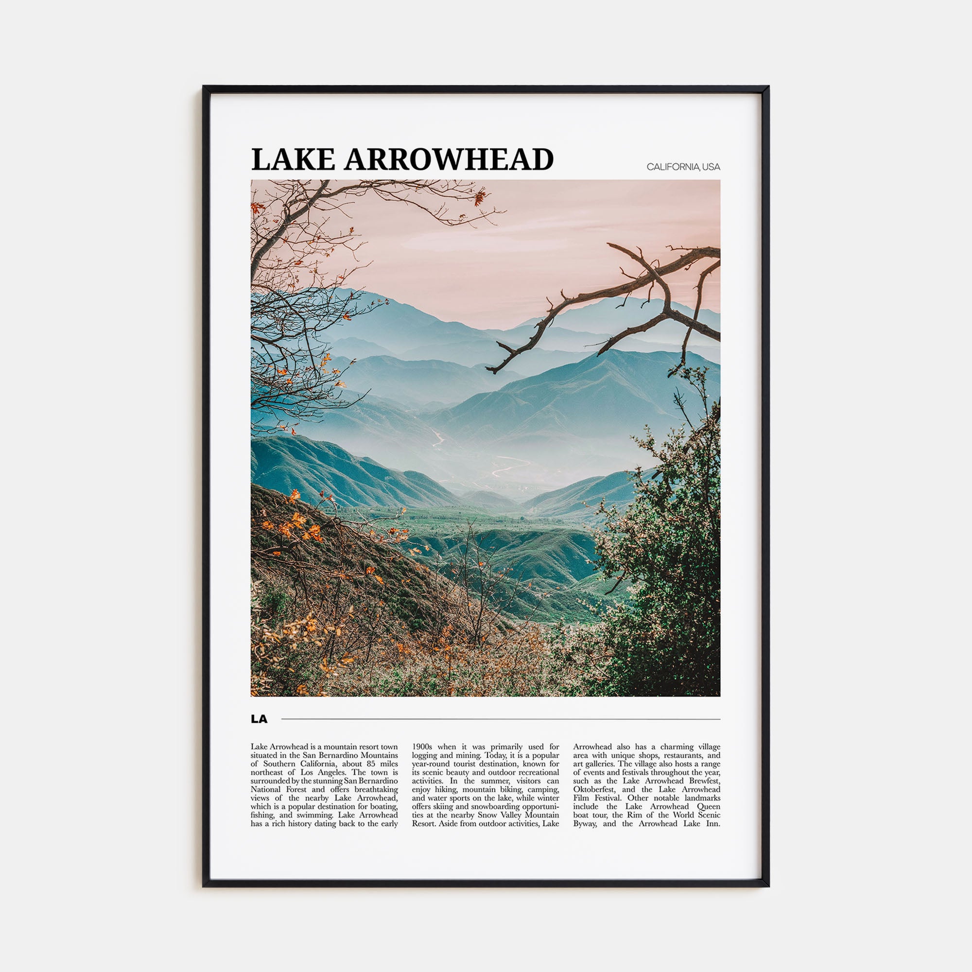 Lake Arrowhead Travel Color Poster