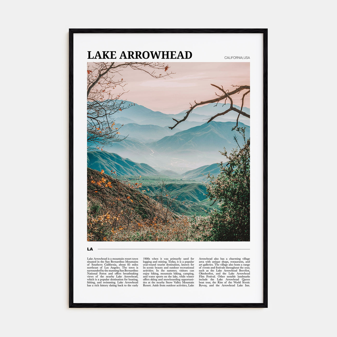Lake Arrowhead Travel Color Poster