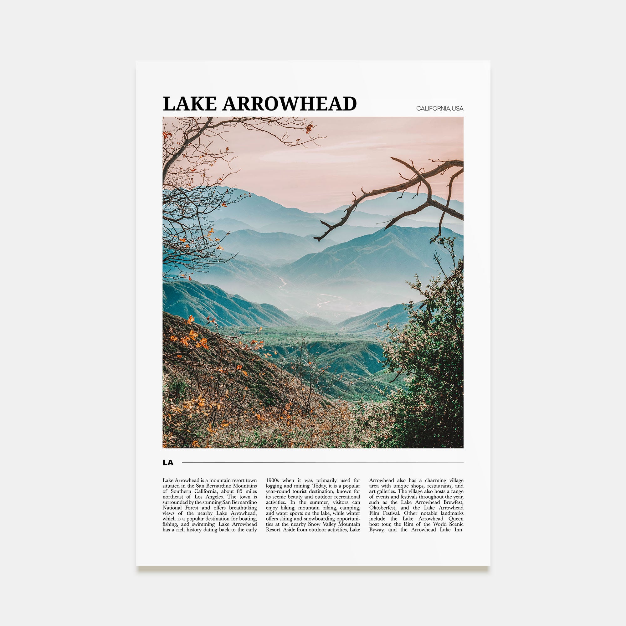 Lake Arrowhead Travel Color Poster