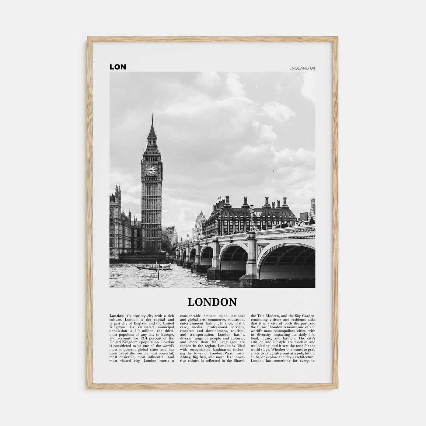 London Travel B&W No 1 Poster