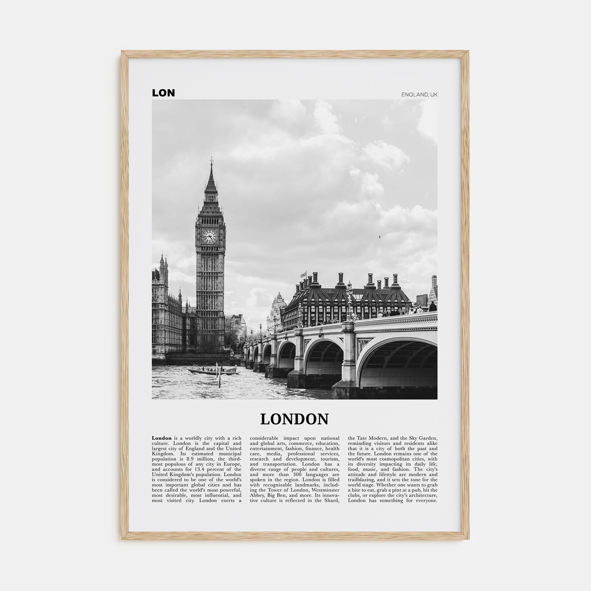 London Travel B&W No 1 Poster