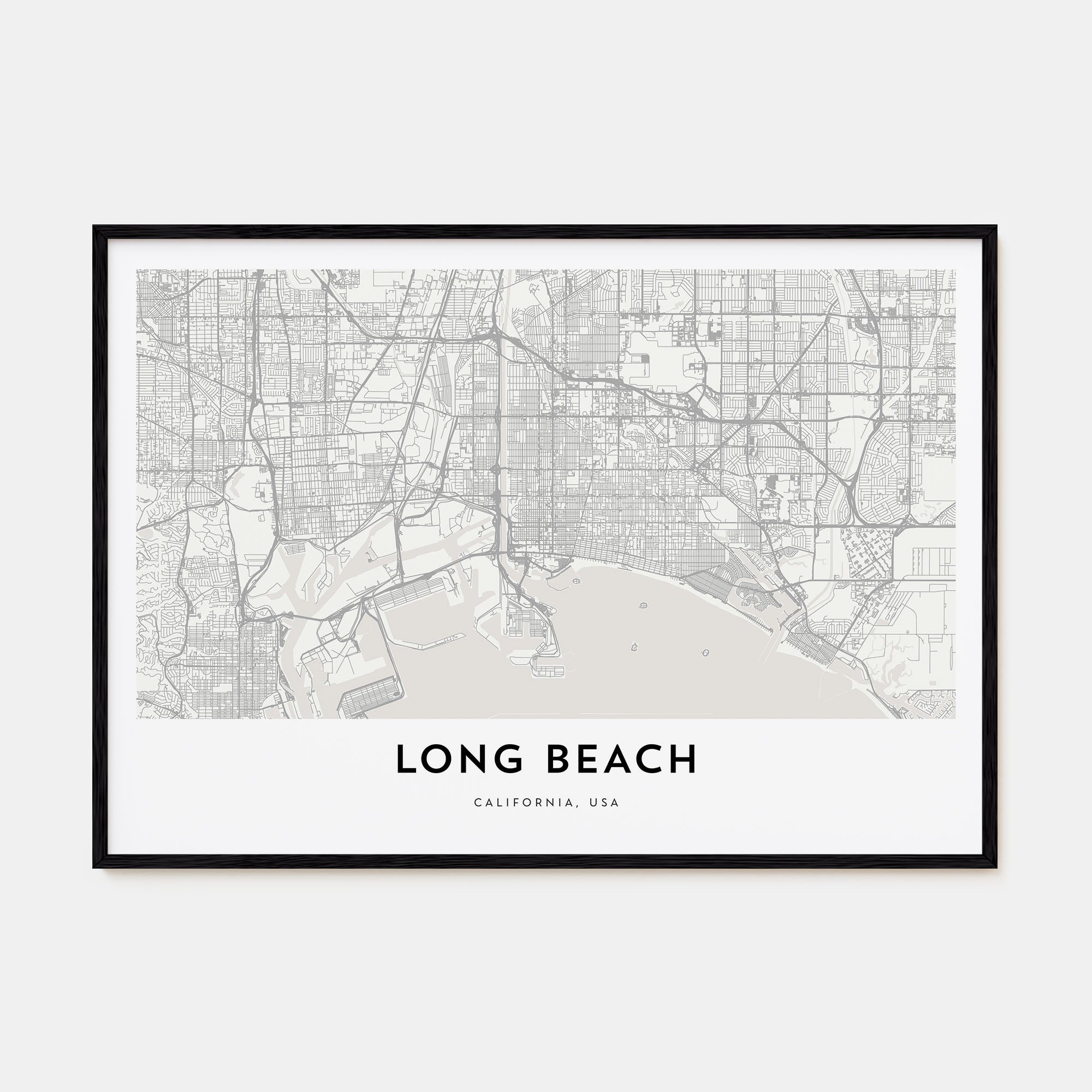 Long Beach Map Landscape Poster