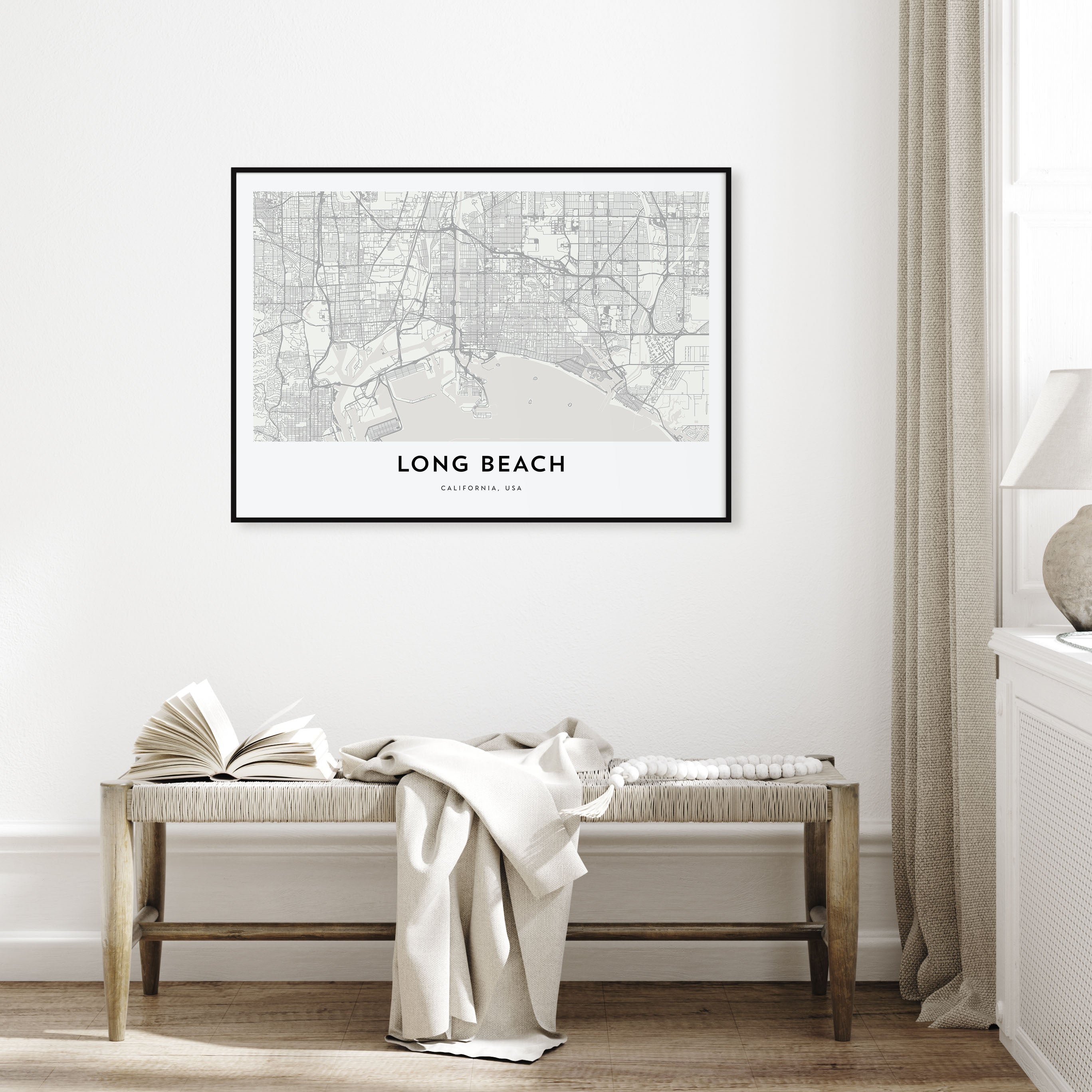 Long Beach Map Landscape Poster