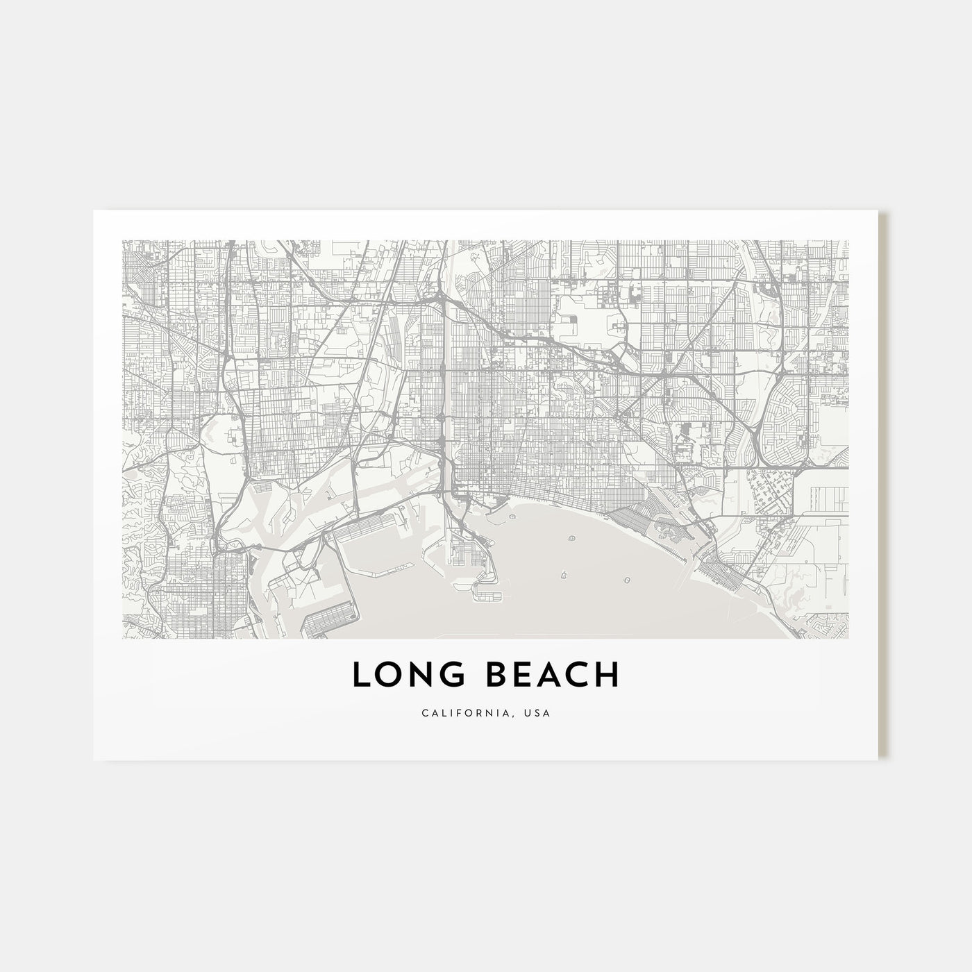 Long Beach Map Landscape Poster