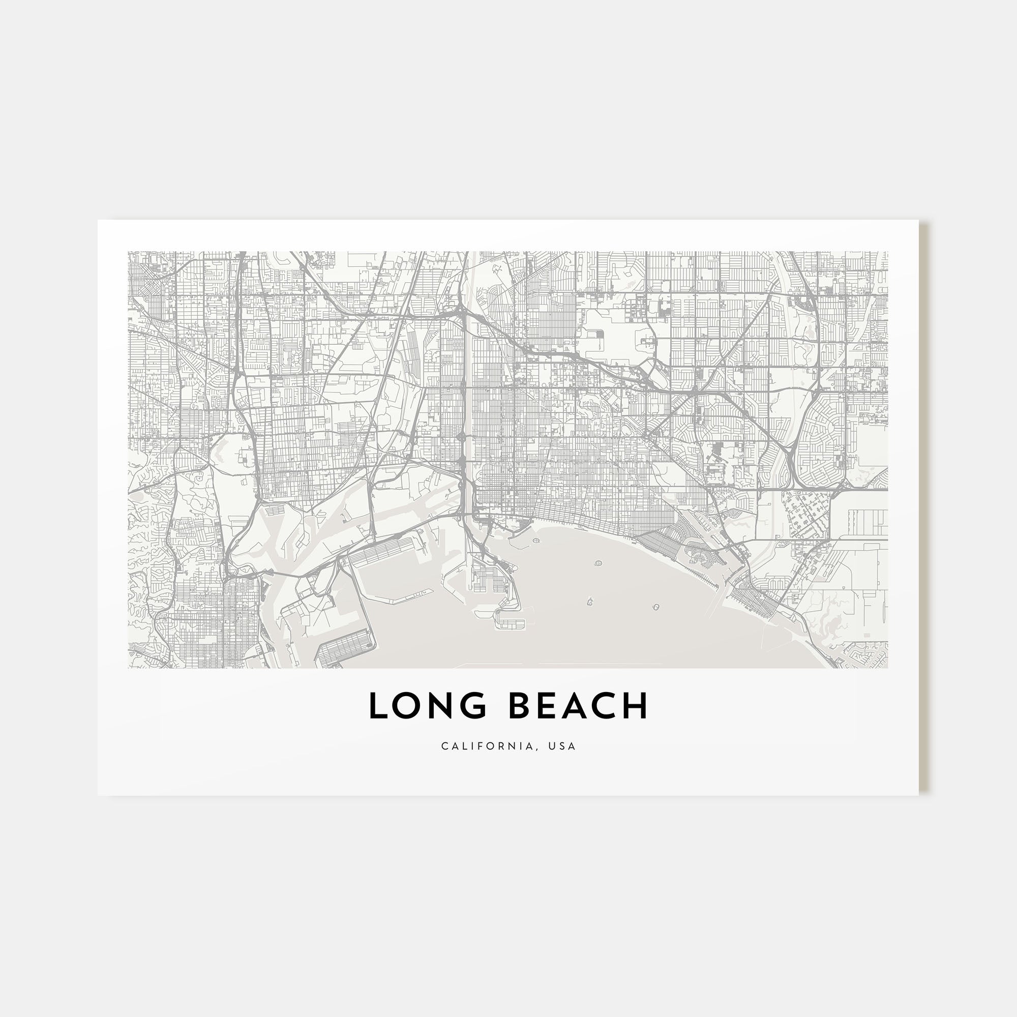 Long Beach Map Landscape Poster