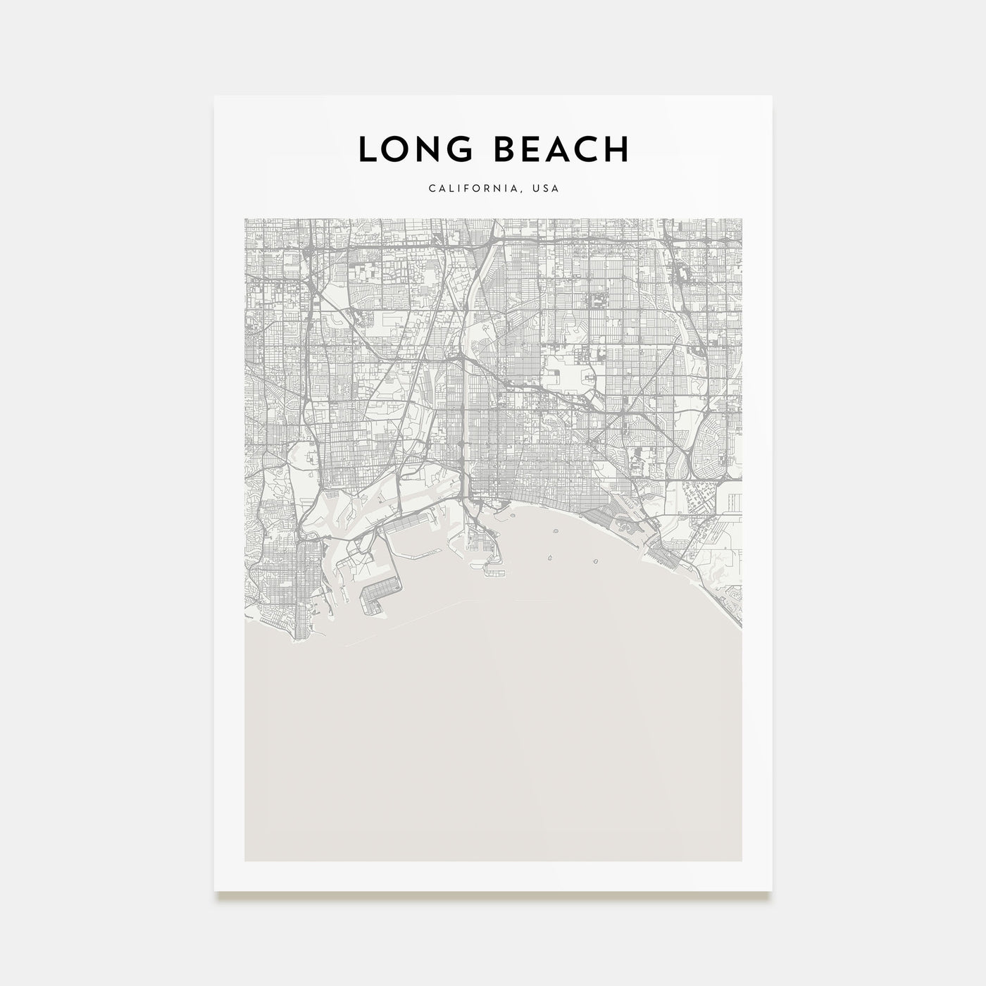 Long Beach Map Portrait Poster