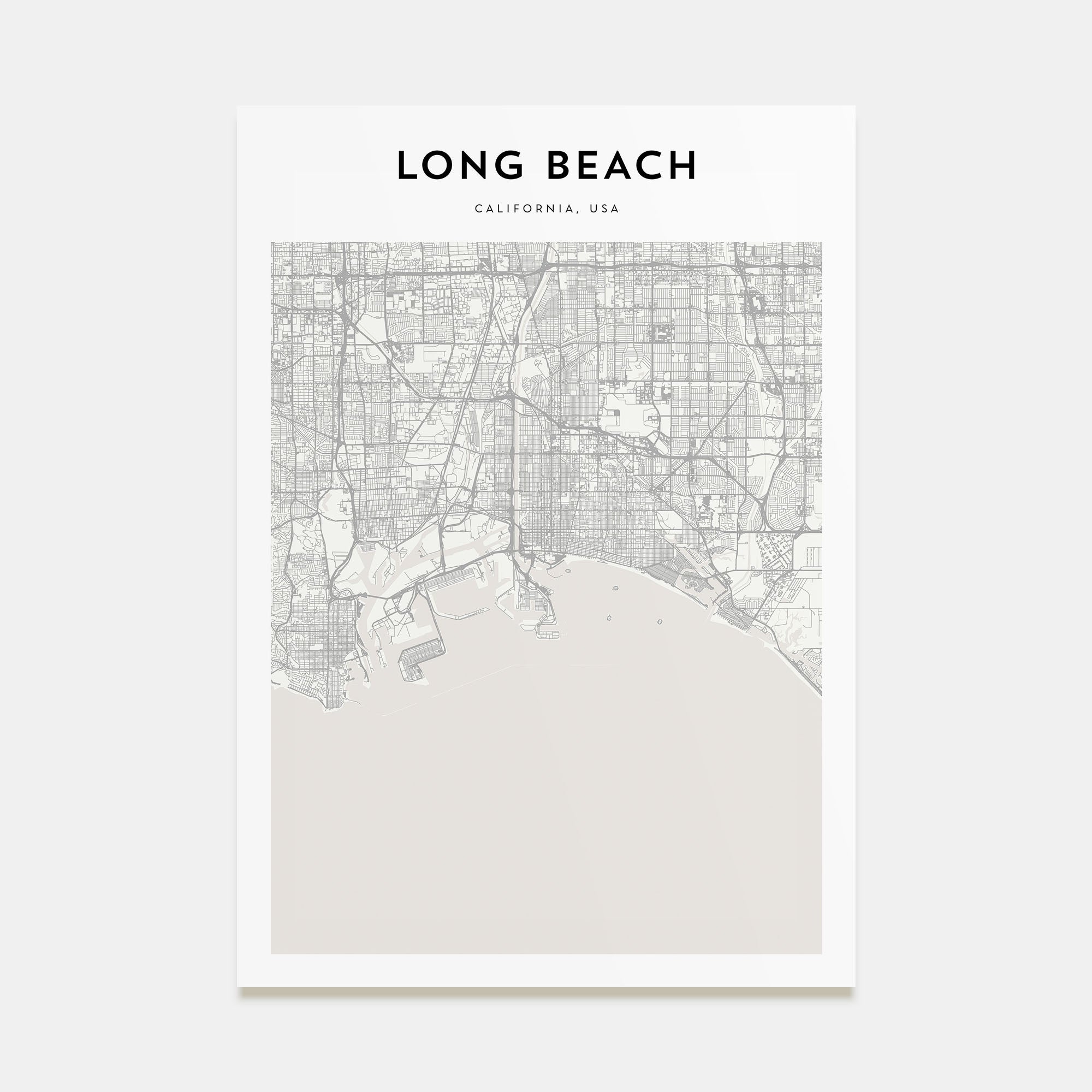 Long Beach Map Portrait Poster