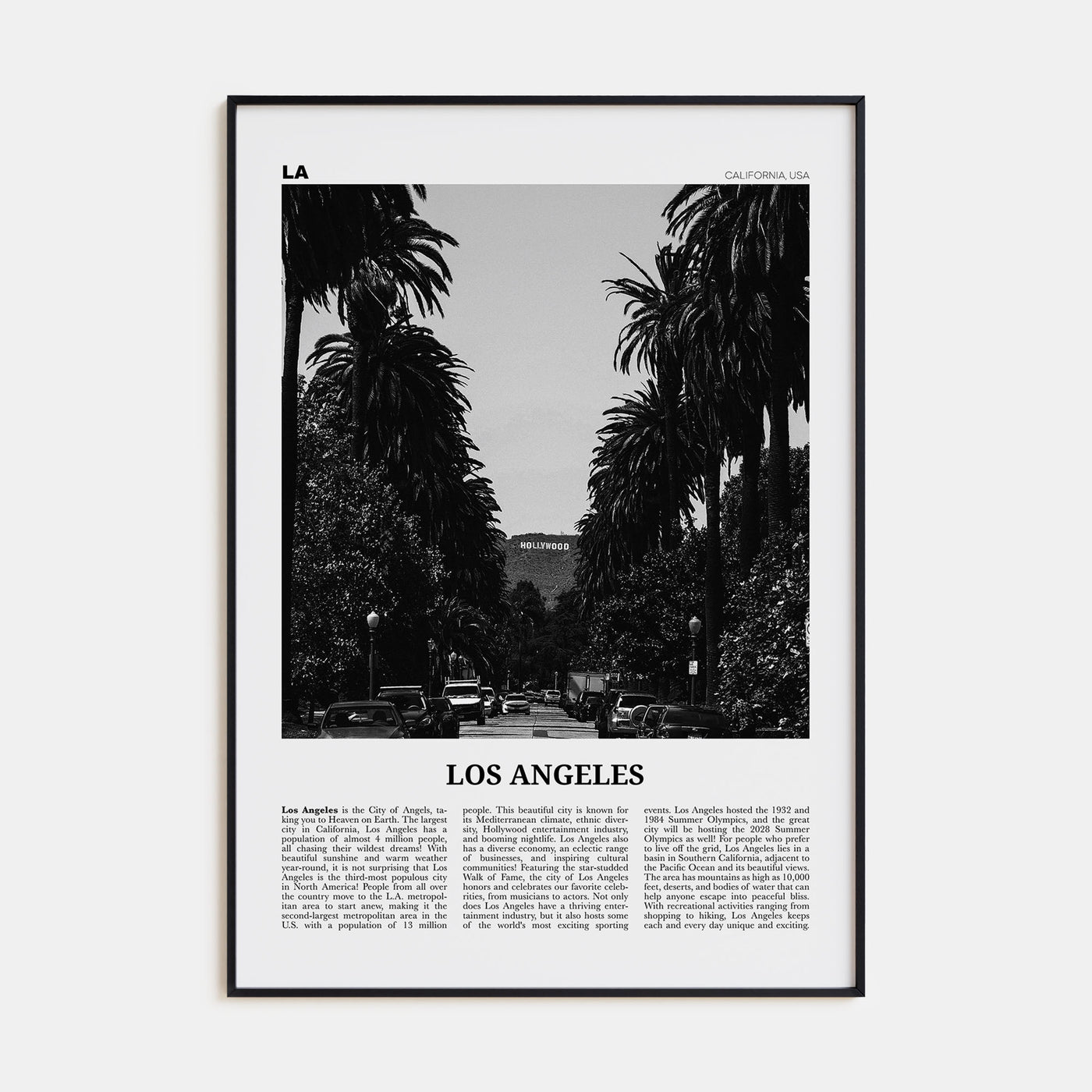 Los Angeles Travel B&W No 1 Poster