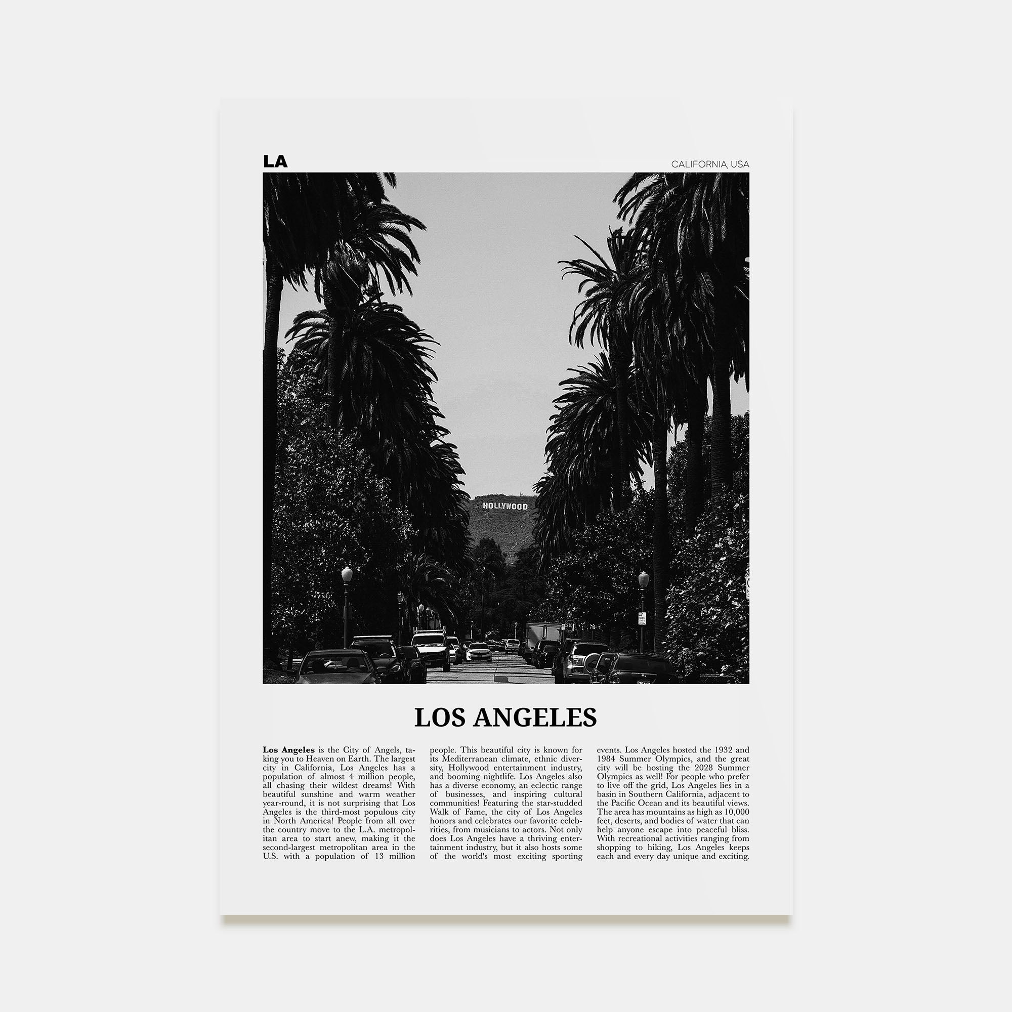 Los Angeles Travel B&W No 1 Poster