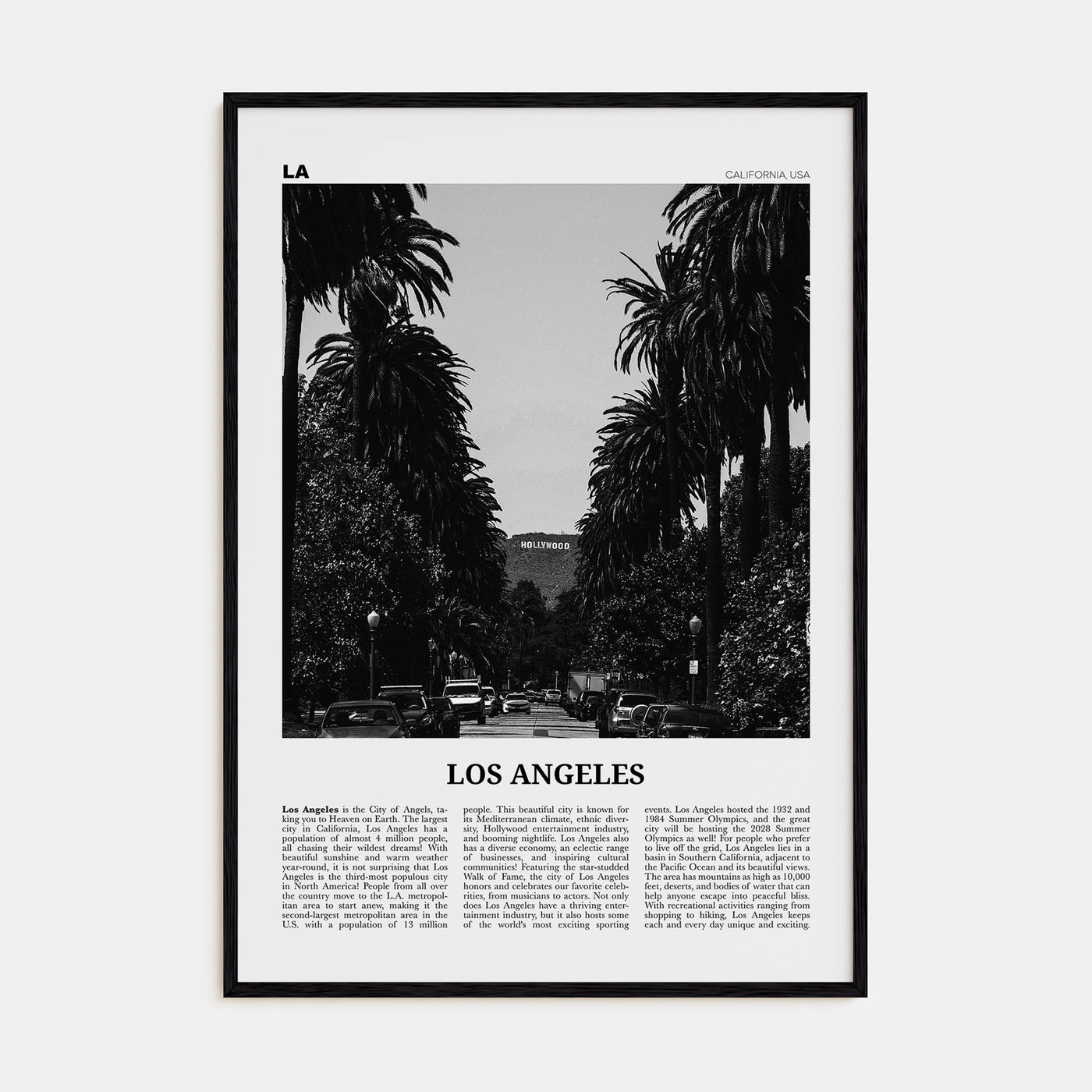 Los Angeles Travel B&W No 1 Poster