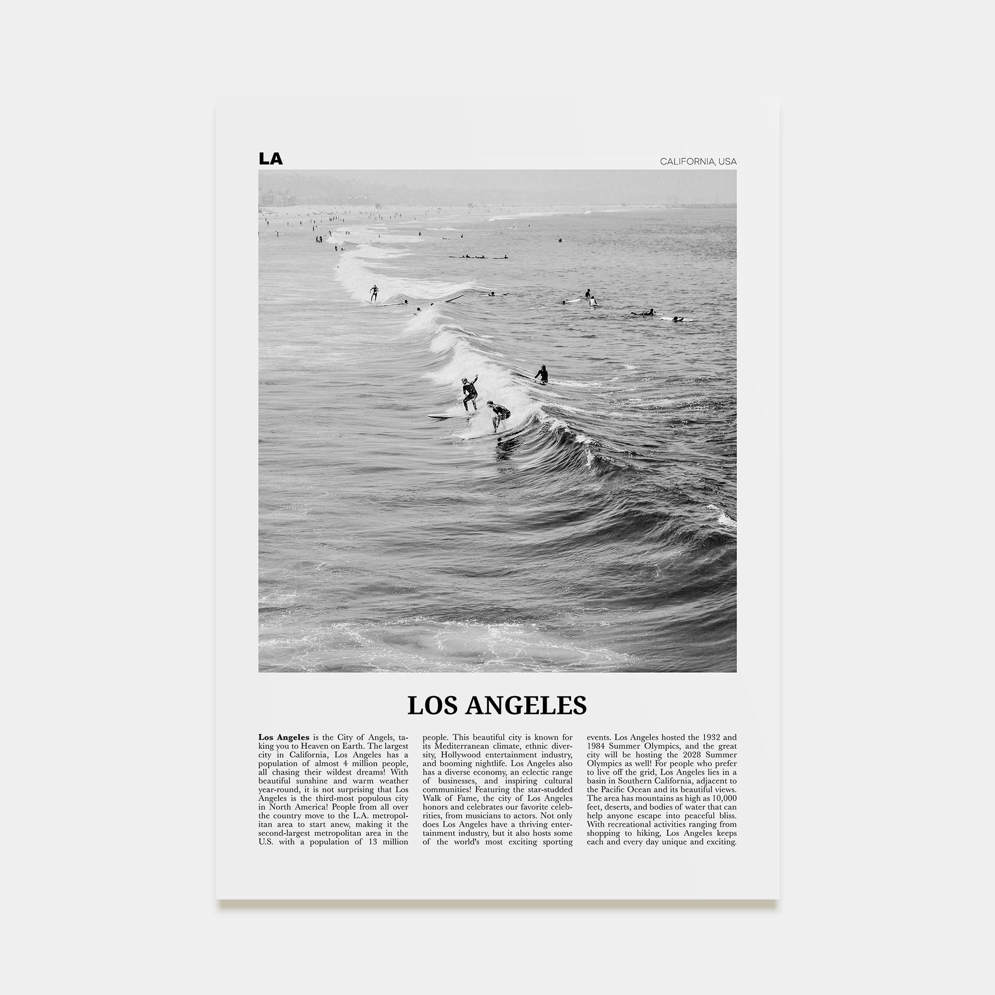 Los Angeles Travel B&W No 3 Poster