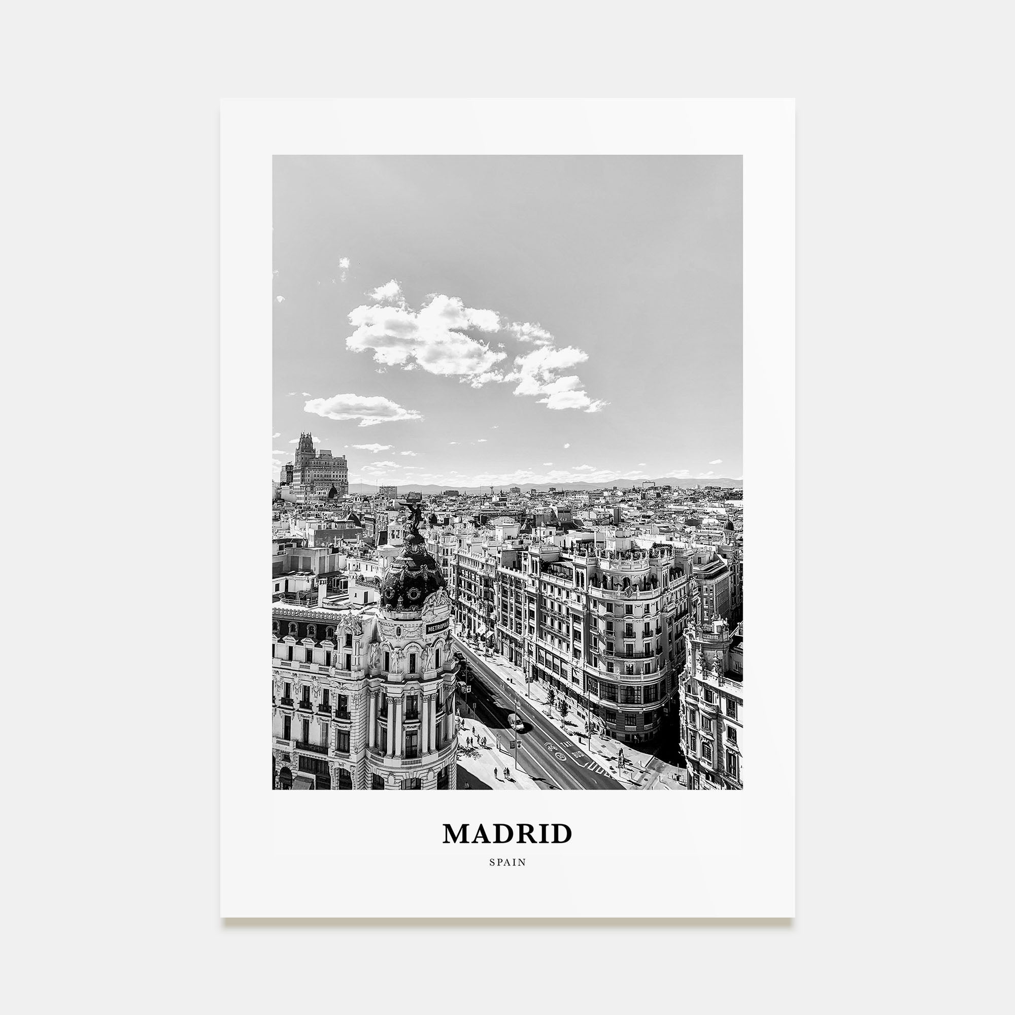Madrid Portrait B&W No 1 Poster
