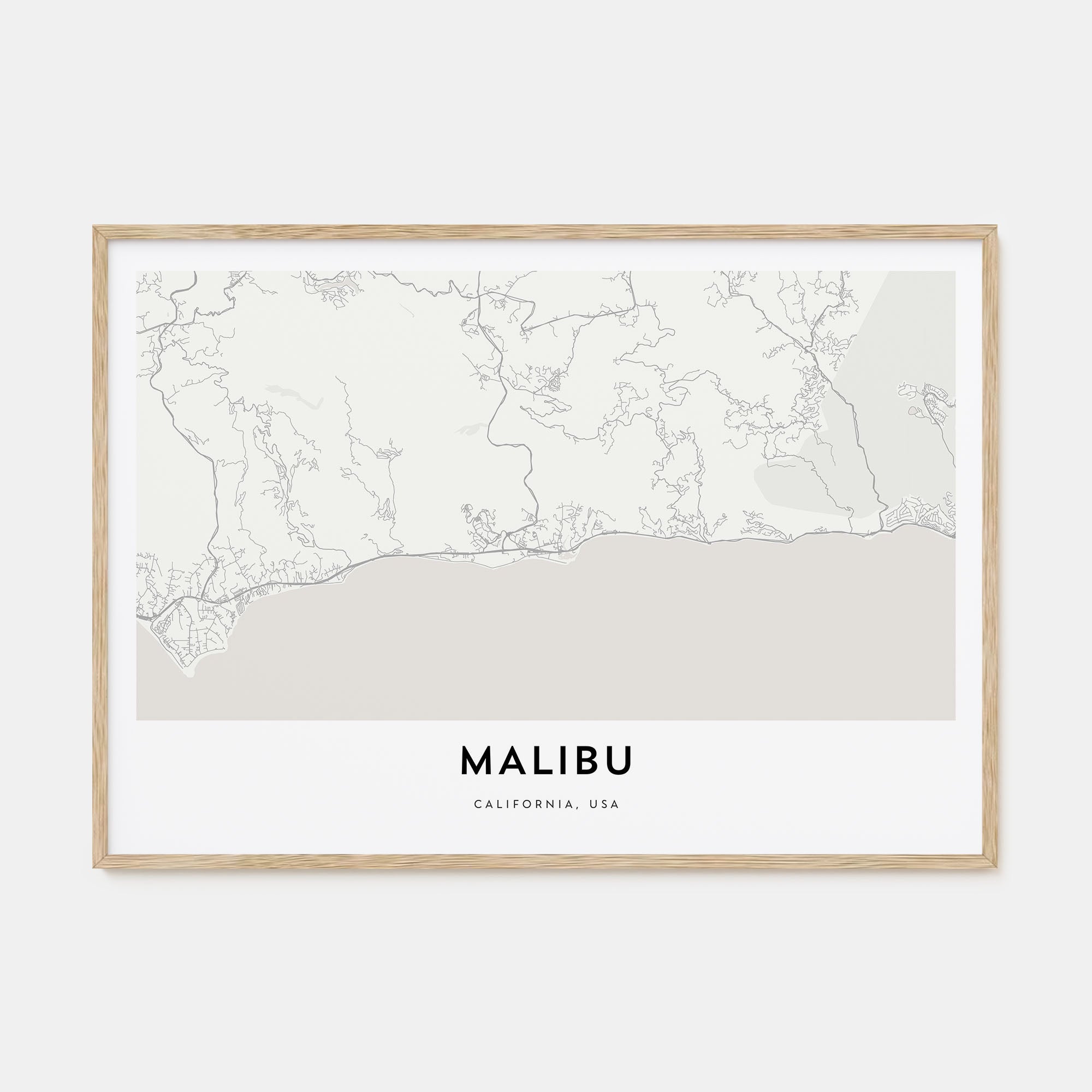 Malibu Map Landscape Poster