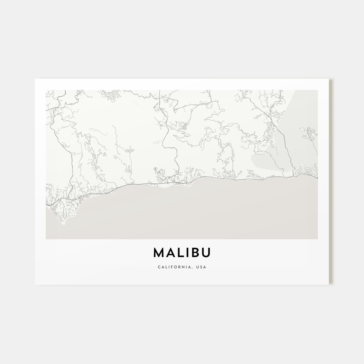 Malibu Map Landscape Poster