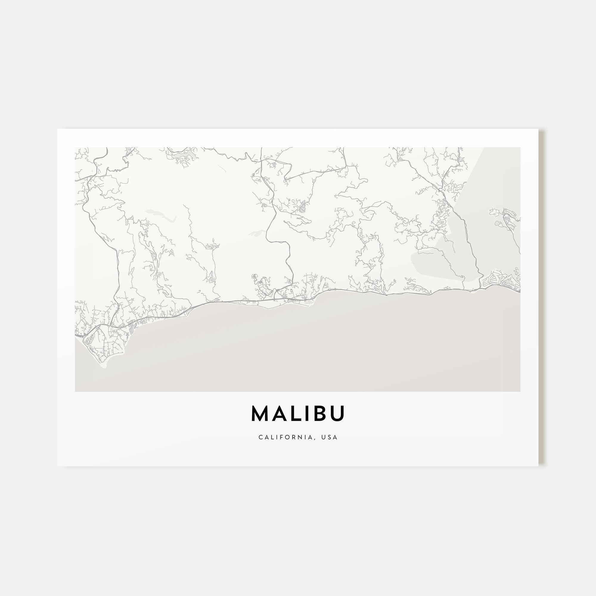 Malibu Map Landscape Poster