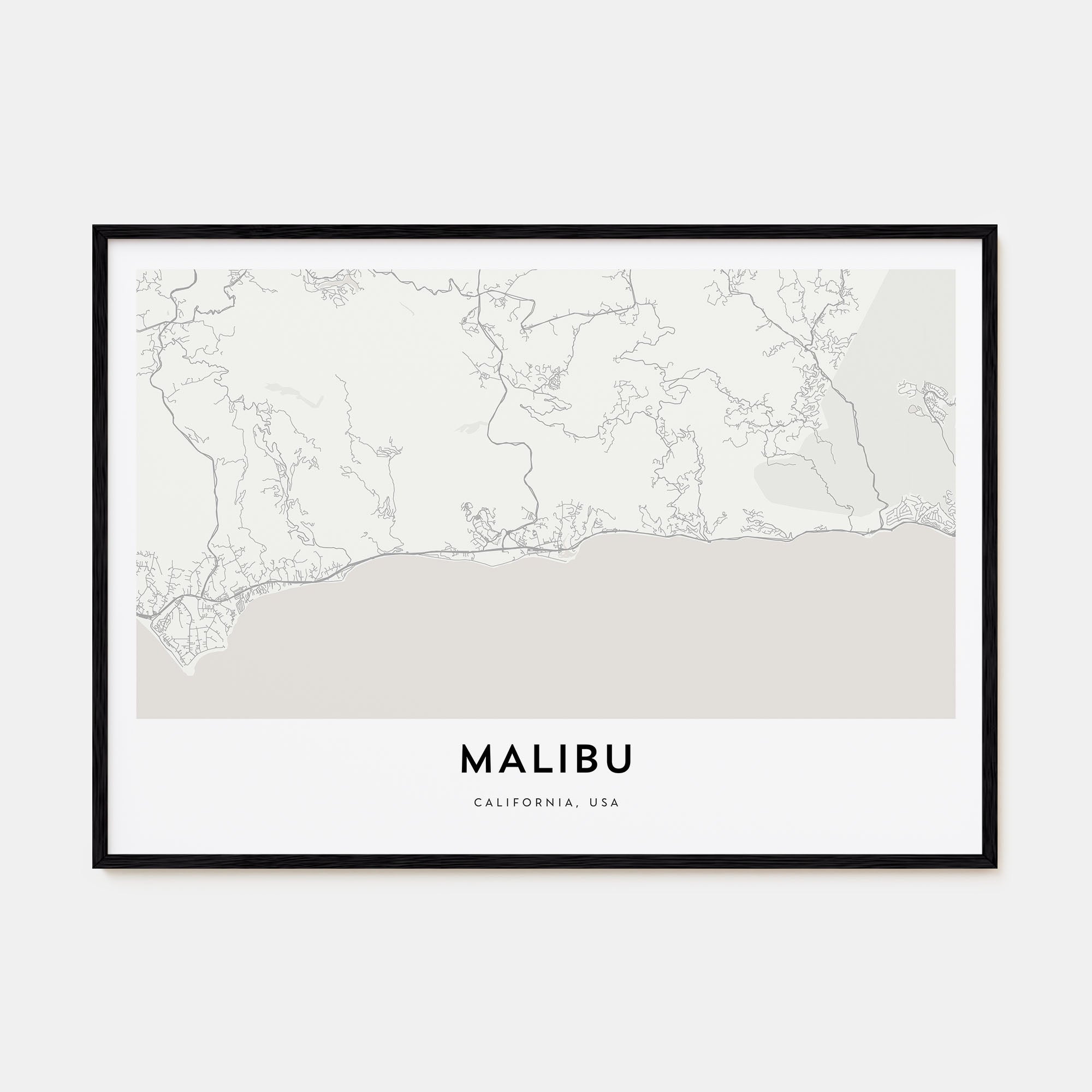 Malibu Map Landscape Poster
