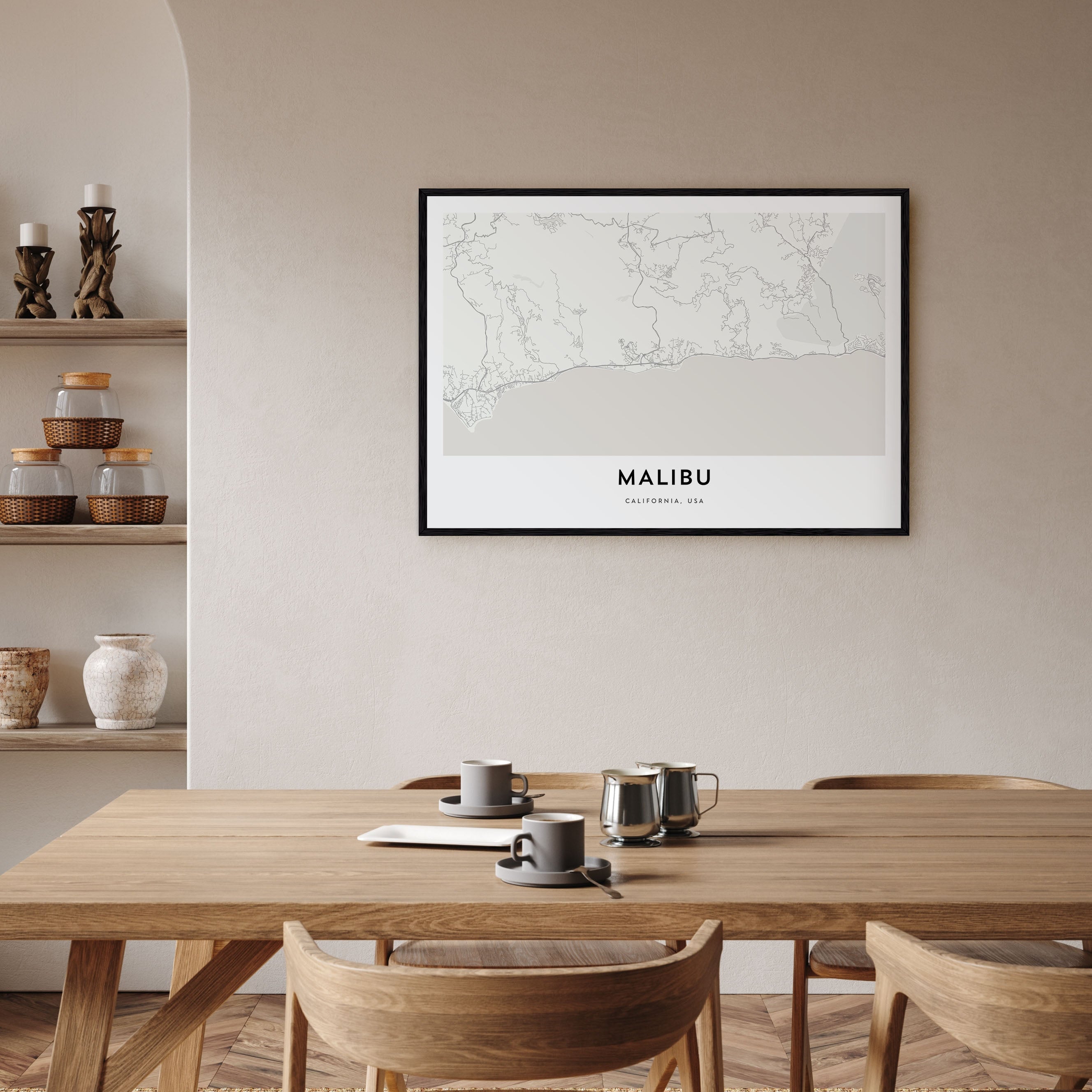 Malibu Map Landscape Poster