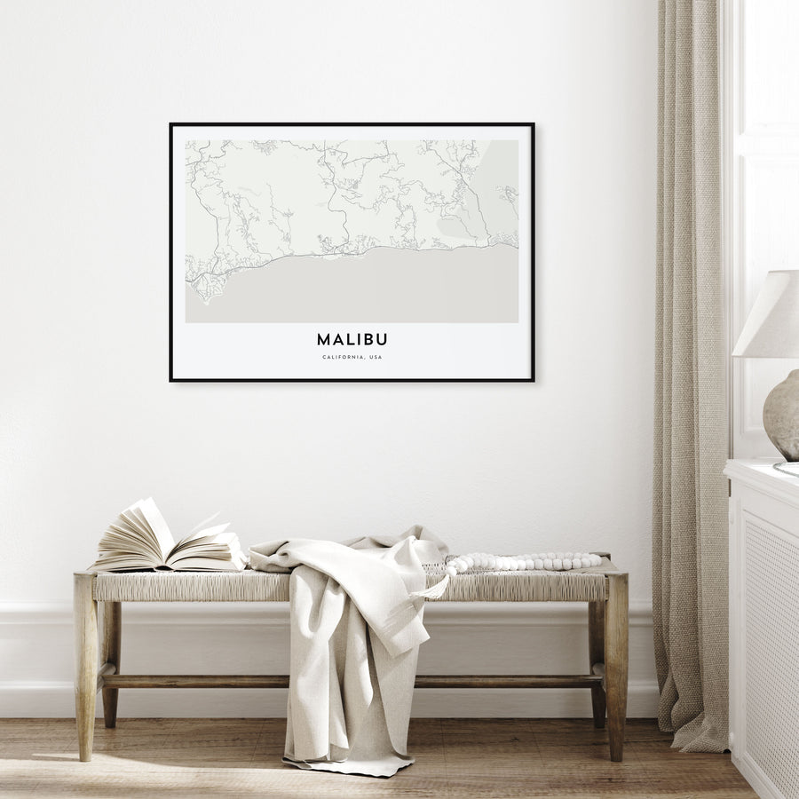 Malibu Map Landscape Poster