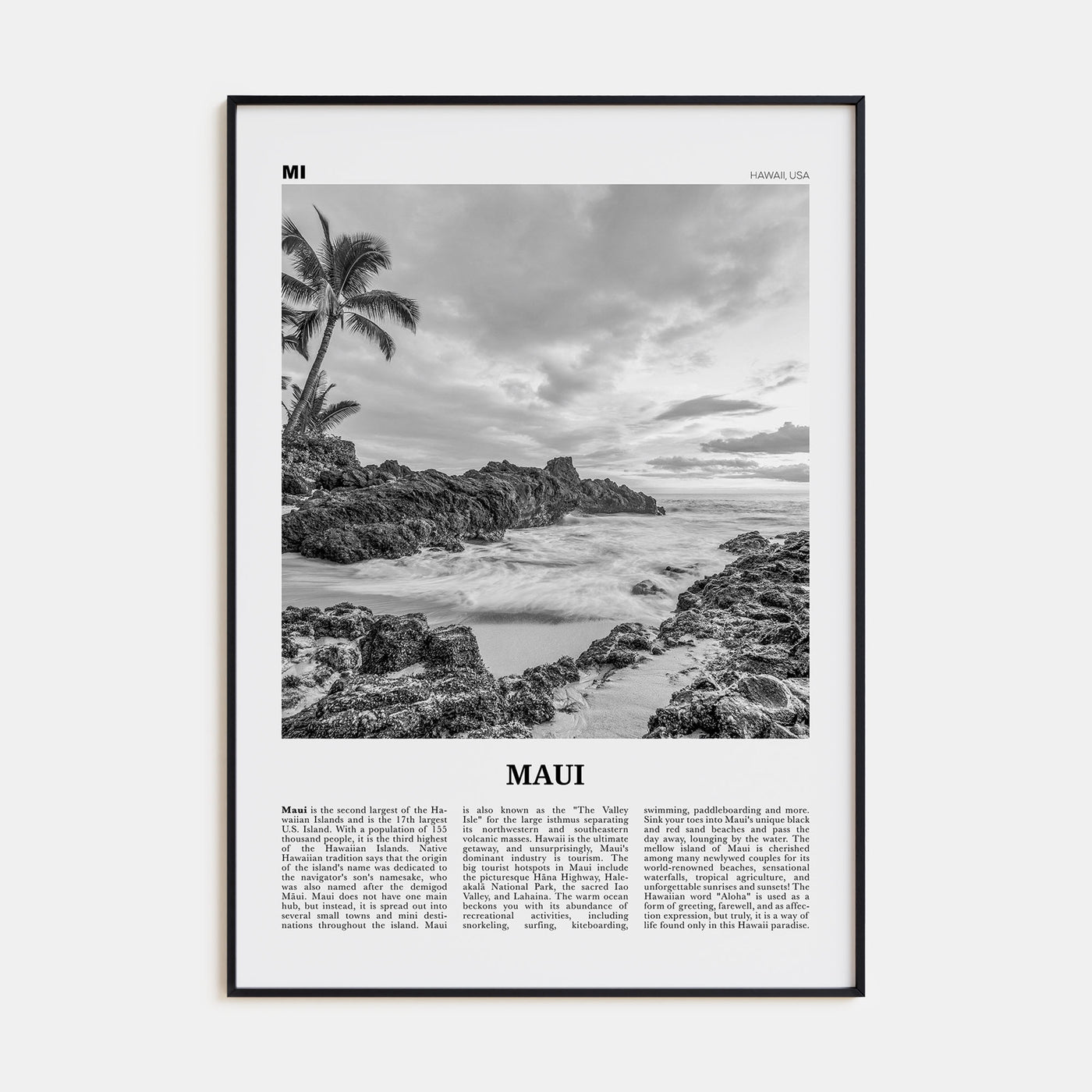 Maui Travel B&W No 1 Poster