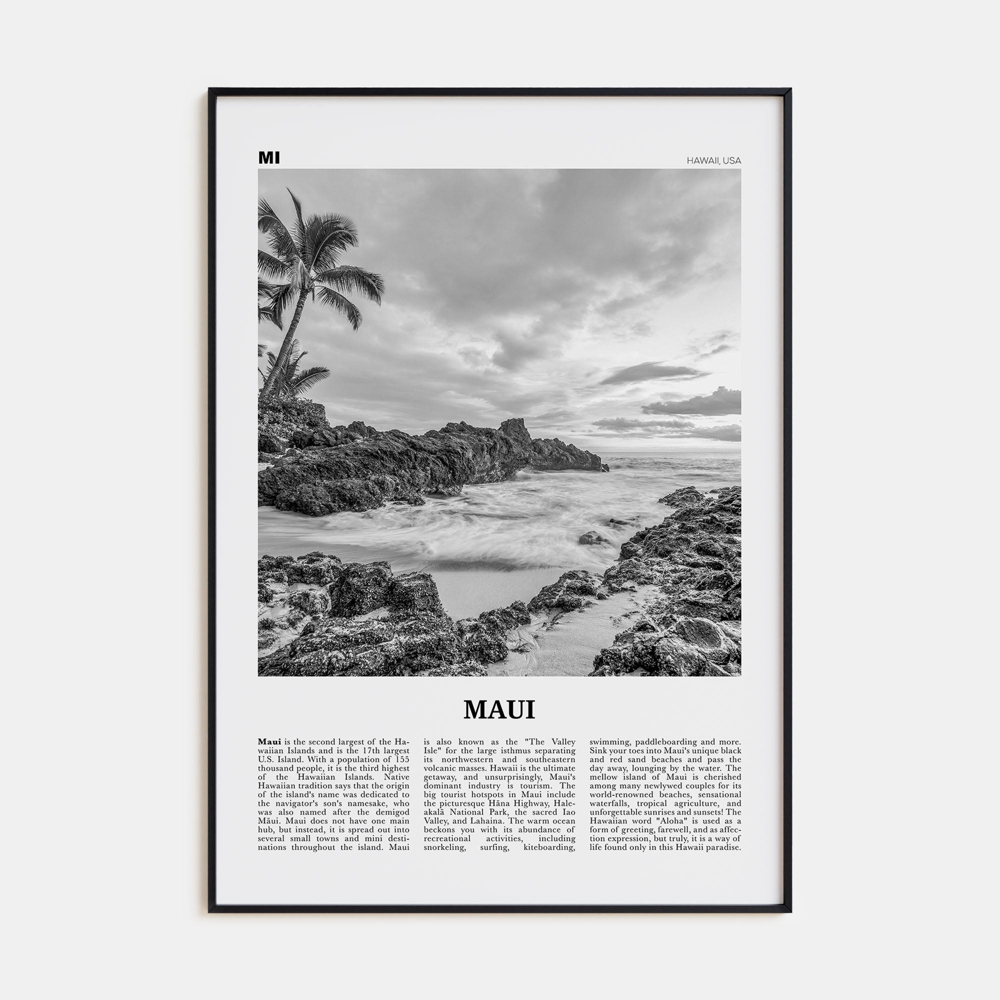 Maui Travel B&W No 1 Poster