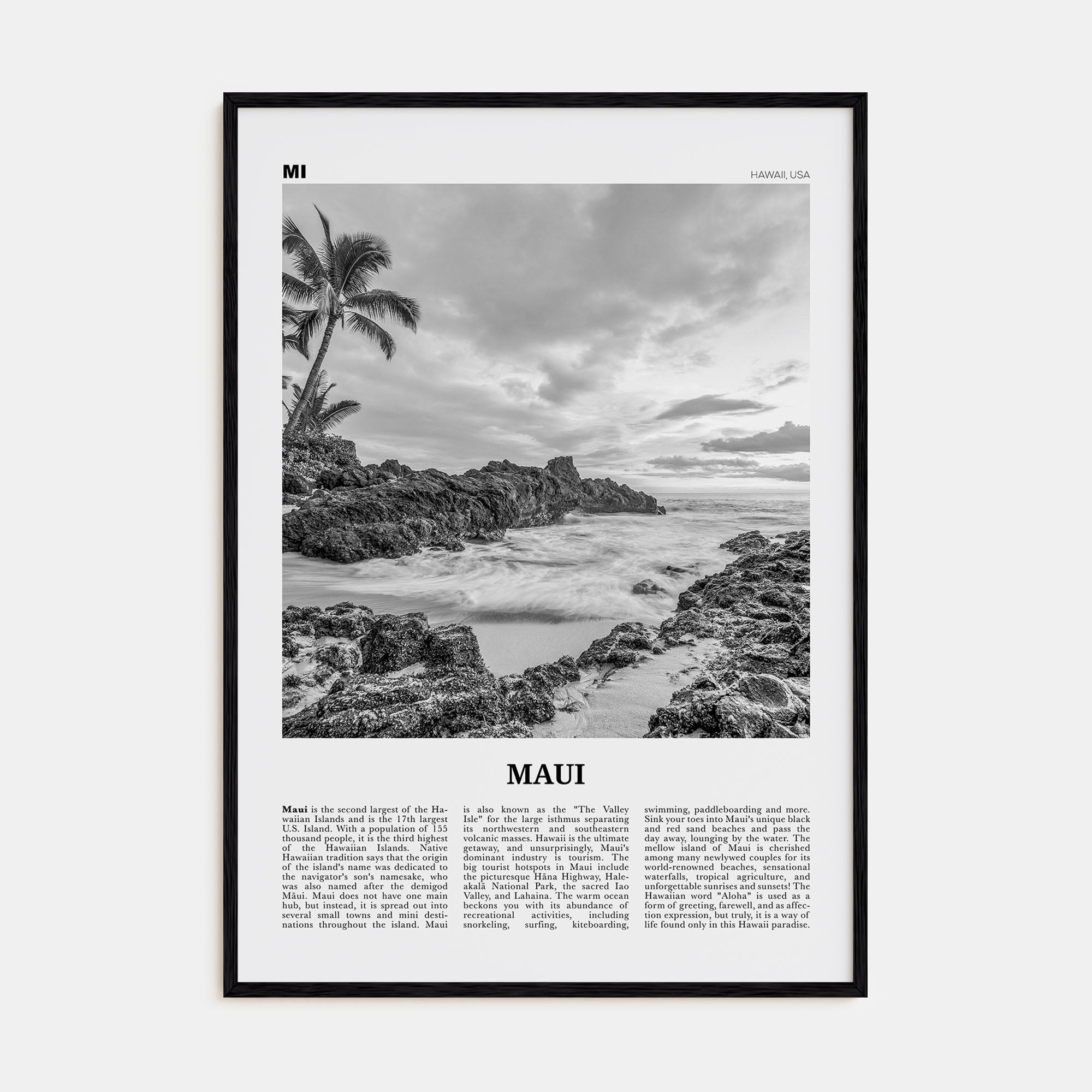 Maui Travel B&W No 1 Poster