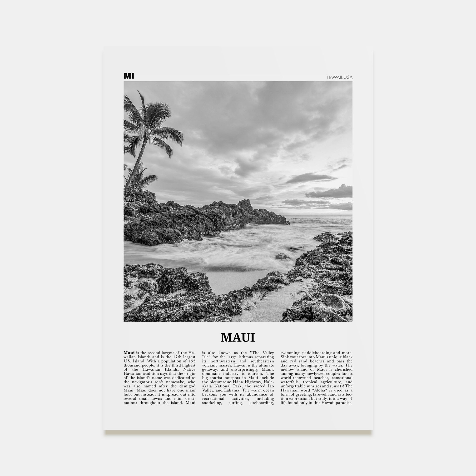 Maui Travel B&W No 1 Poster
