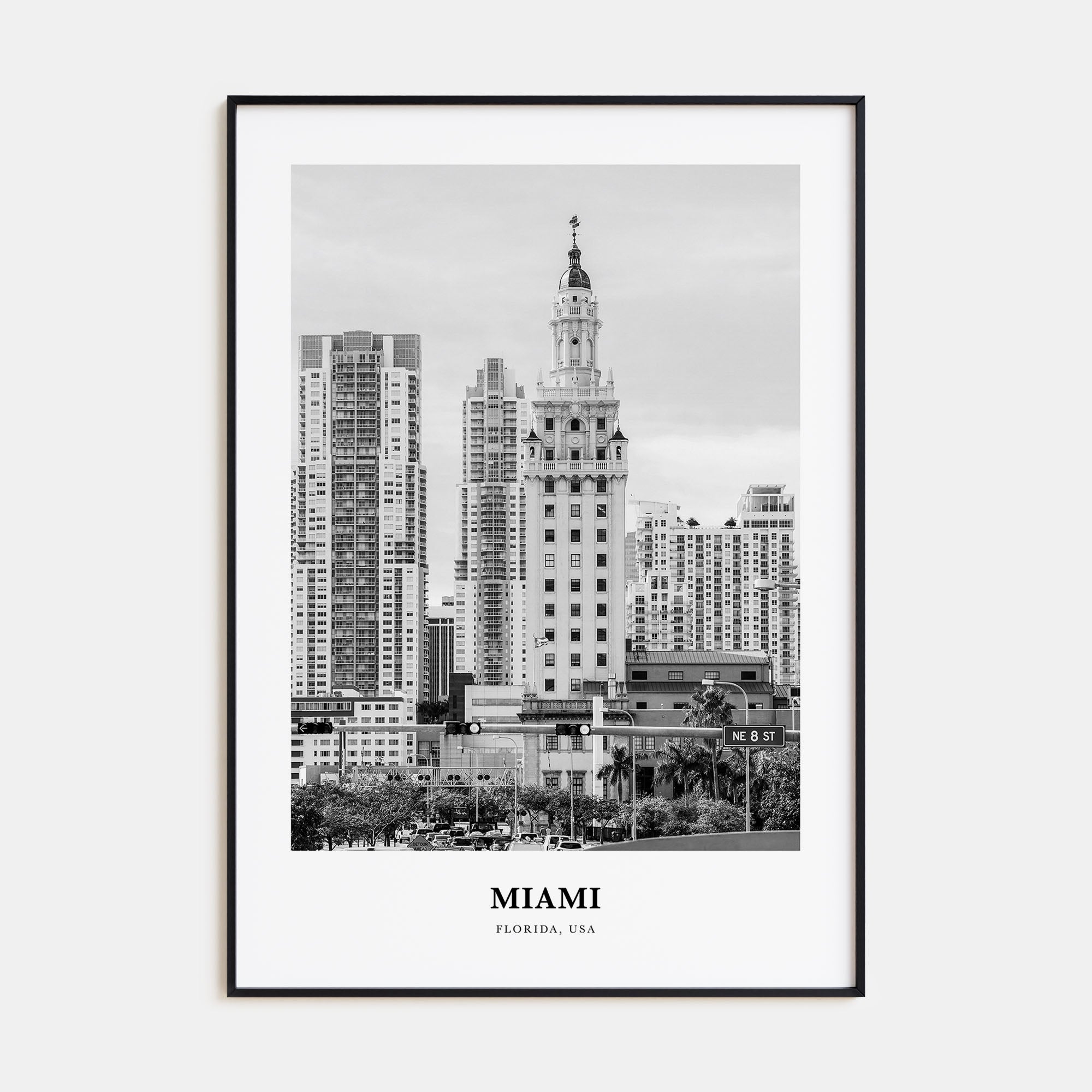 Miami Portrait B&W No 1 Poster