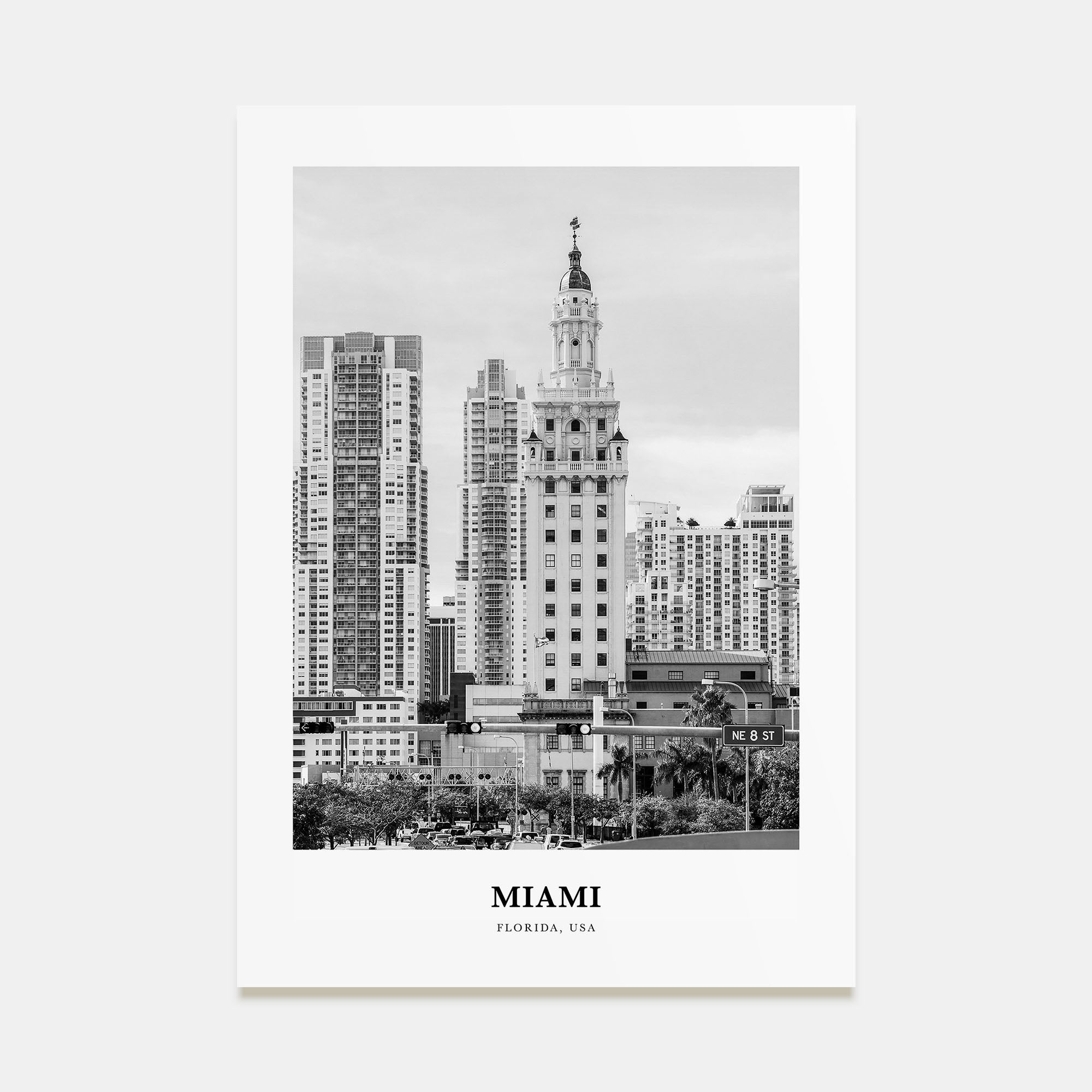 Miami Portrait B&W No 1 Poster