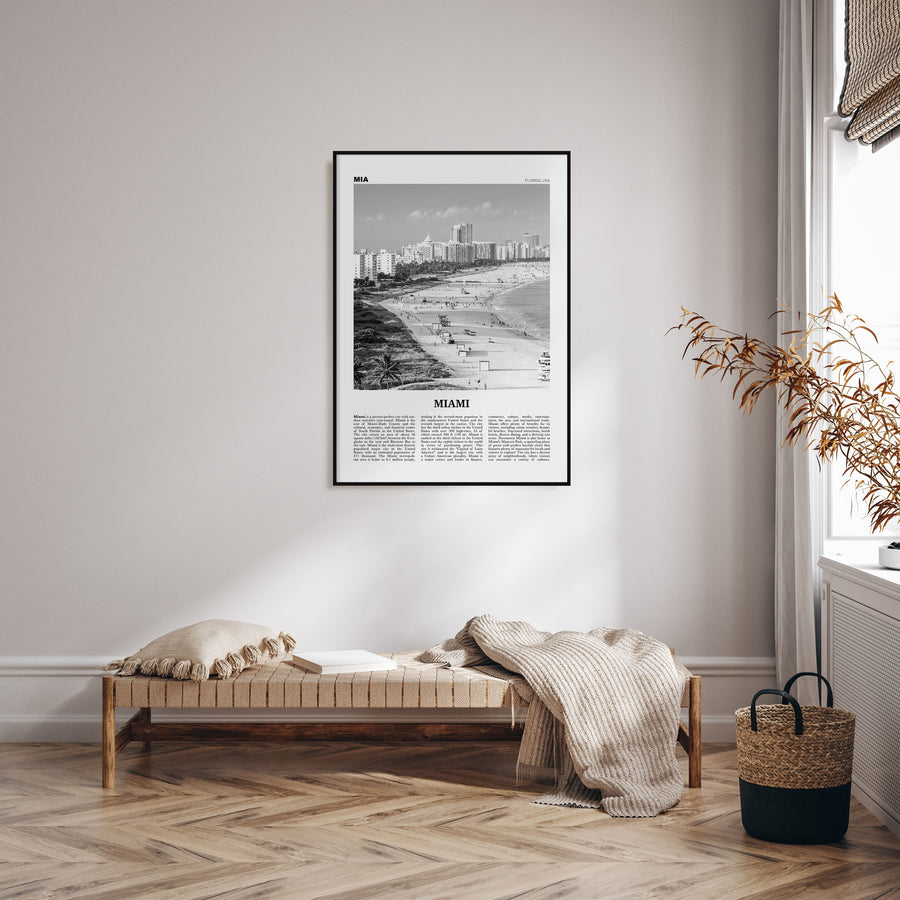 Miami Travel B&W No 1 Poster