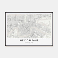 New Orleans Map Landscape Poster